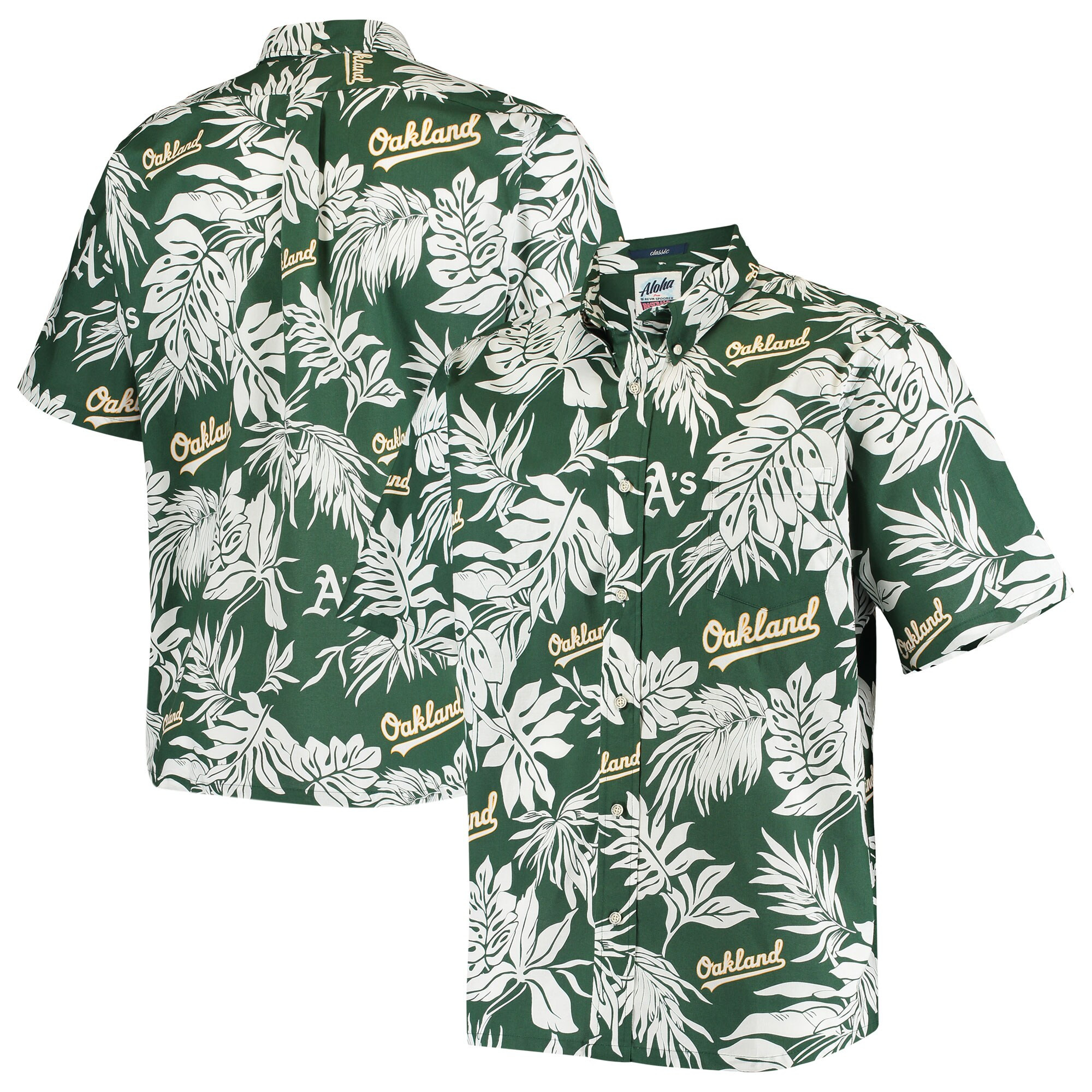 Mens Oakland Athletics Reyn Spooner Green Aloha Hawaiian Shirt Merch Gift For Baseball Fans