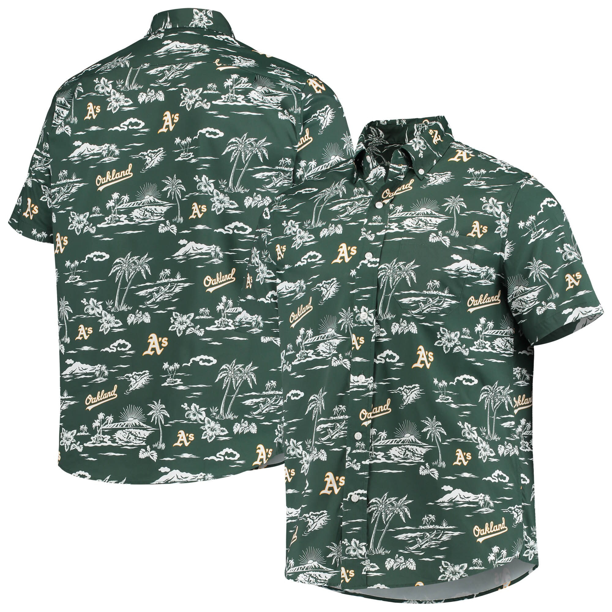 Mens Oakland Athletics Reyn Spooner Green Hawaiian Shirt Merch Gift For MLB Supporters