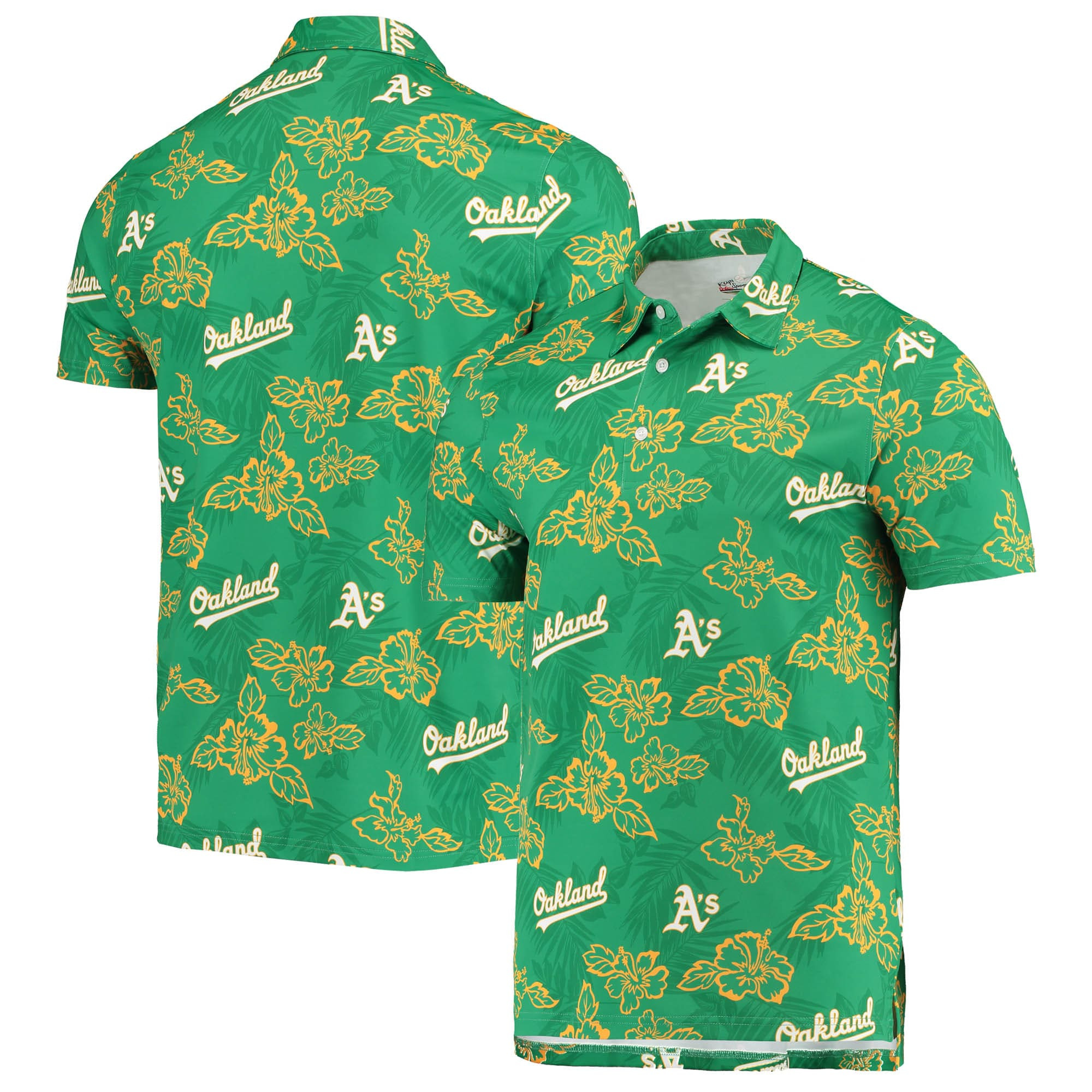 Mens Oakland Athletics Reyn Spooner Green Performance Polo Shirt Fan Merch Gift
