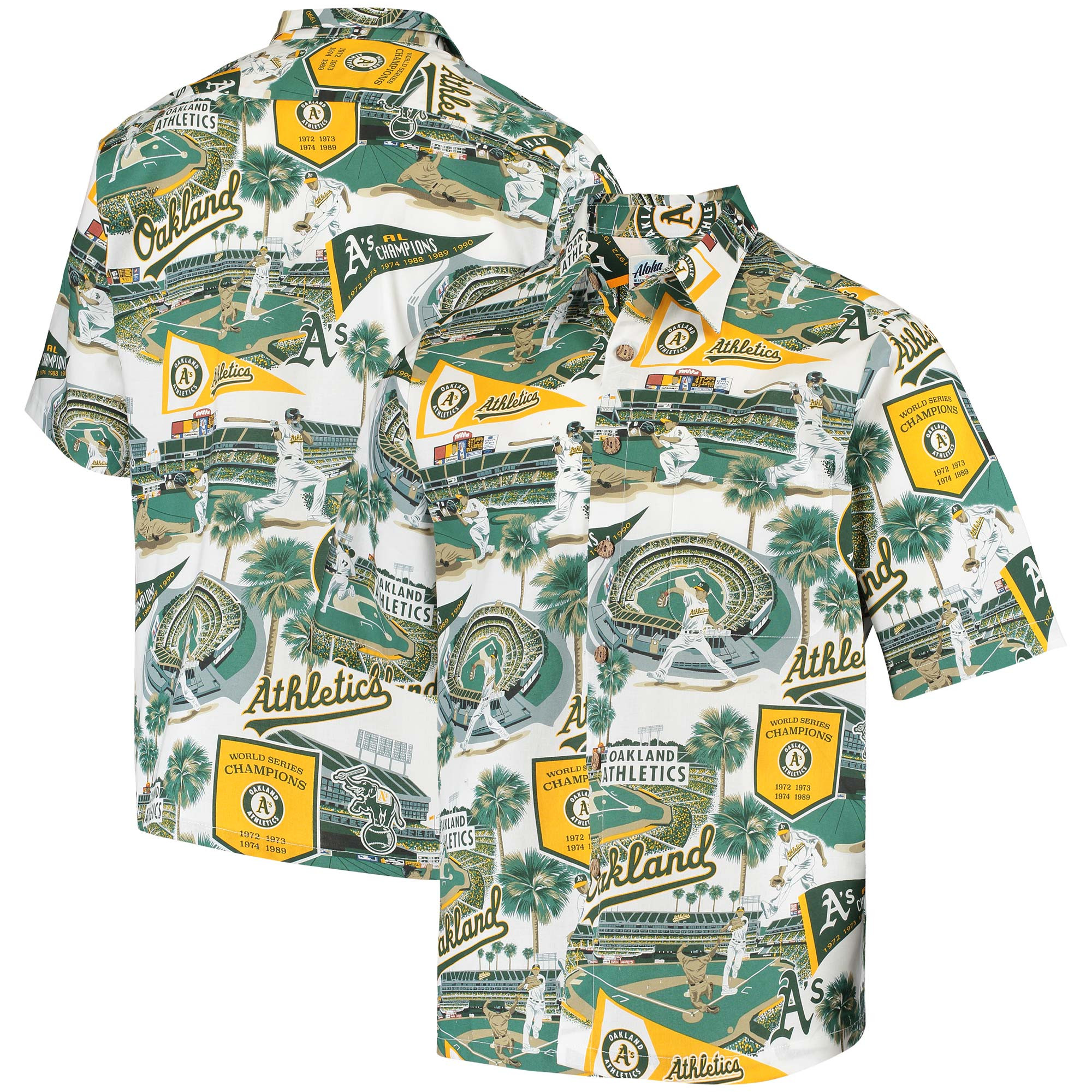 Mens Oakland Athletics Reyn Spooner Green Scenic Hawaiian Shirt Fan Merch Gift