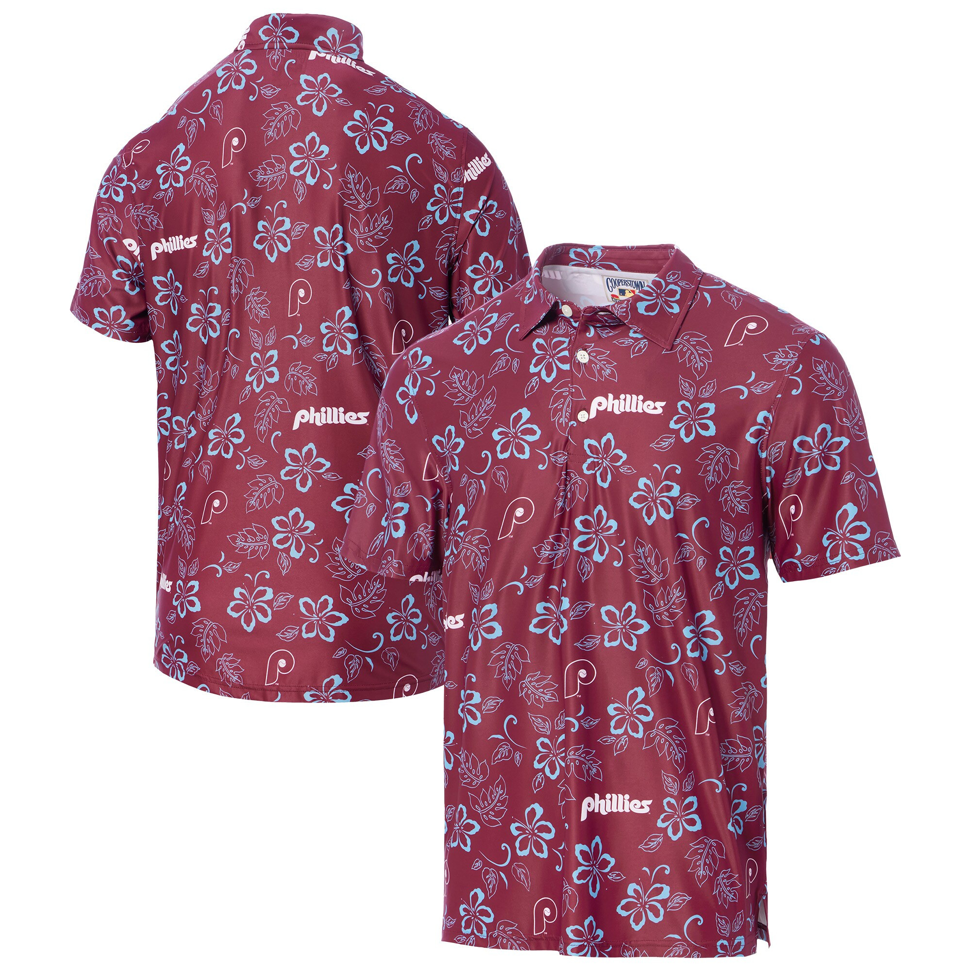 Mens Philadelphia Phillies Reyn Spooner Maroon Cooperstown Polo Shirt Merch Gift For Classic Baseball Fans