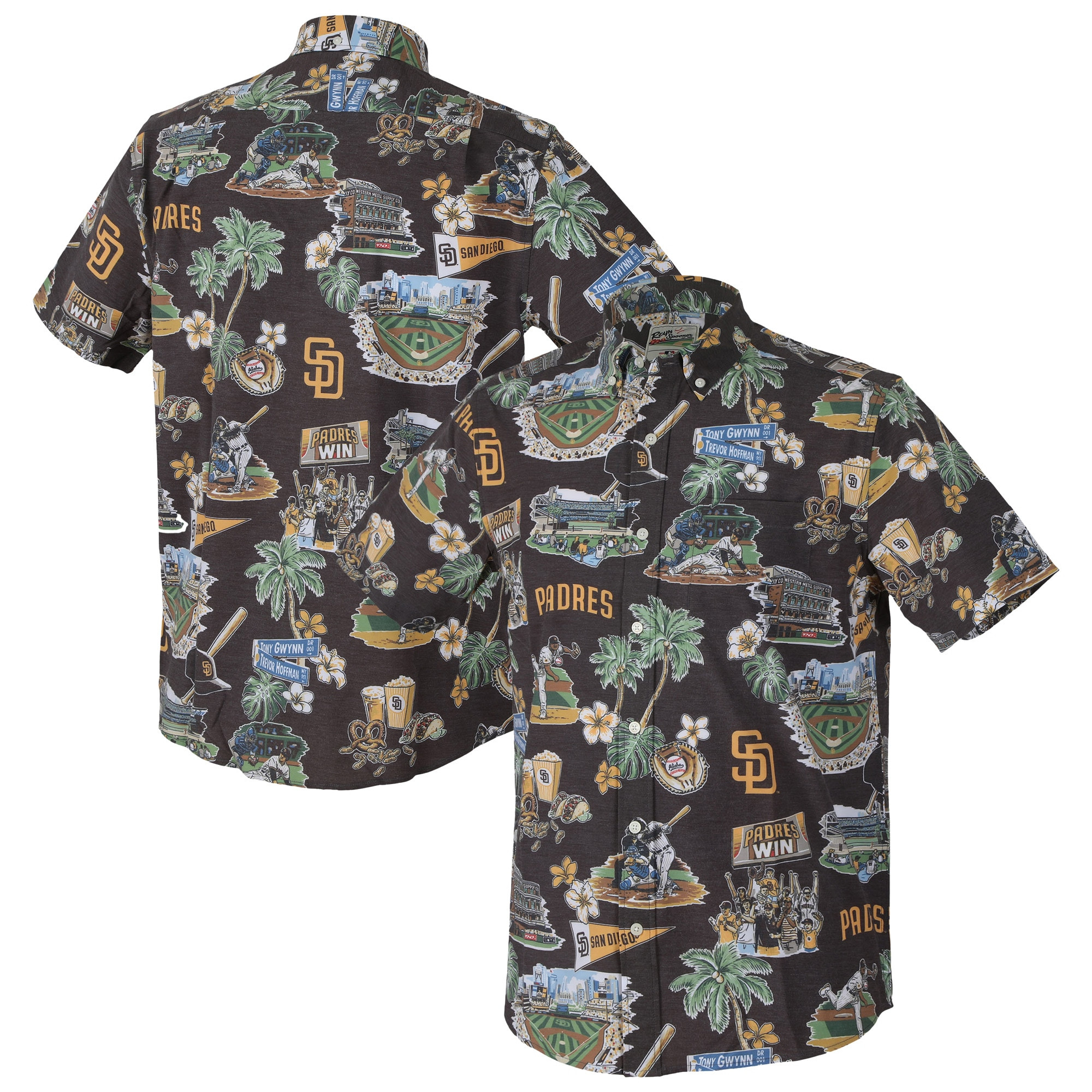 Mens San Diego Padres Reyn Spooner Brown Scenic Triblend Performance Hawaiian Shirt Merch Gift For MLB Supporters
