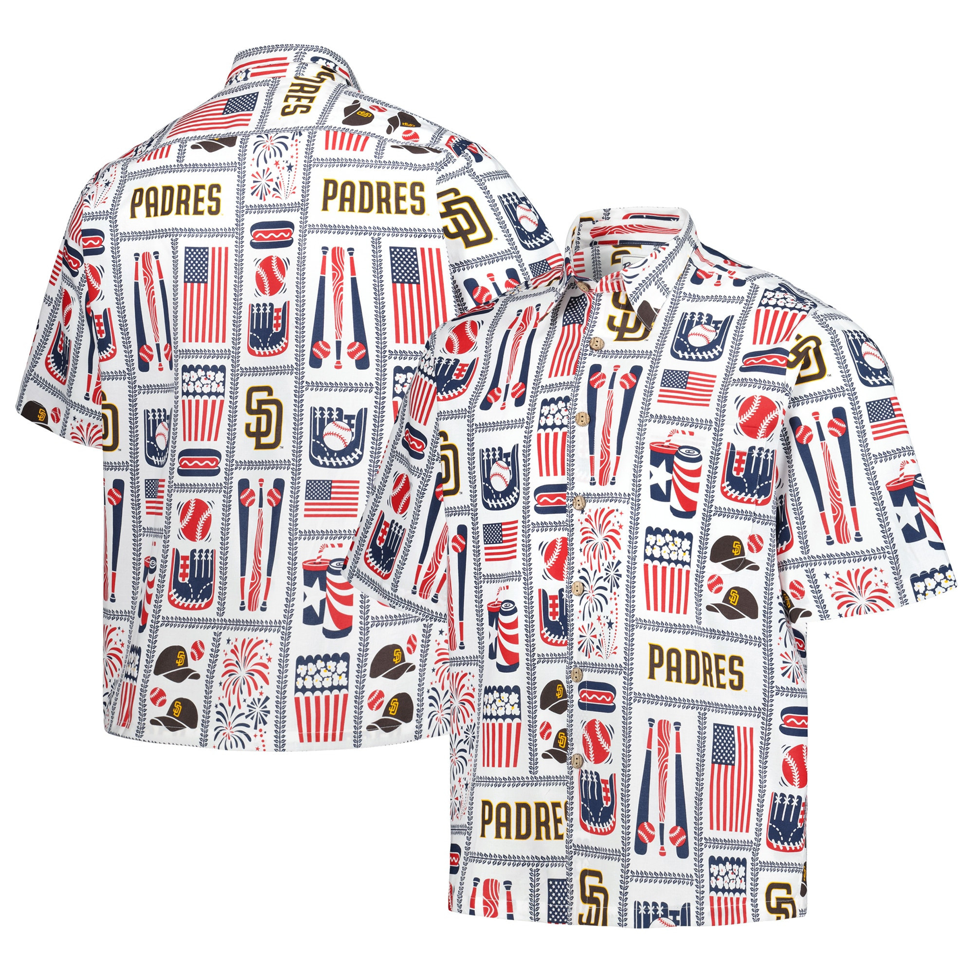 Mens San Diego Padres Reyn Spooner White Americana Hawaiian Shirt Merch Gift For Loyal Fans