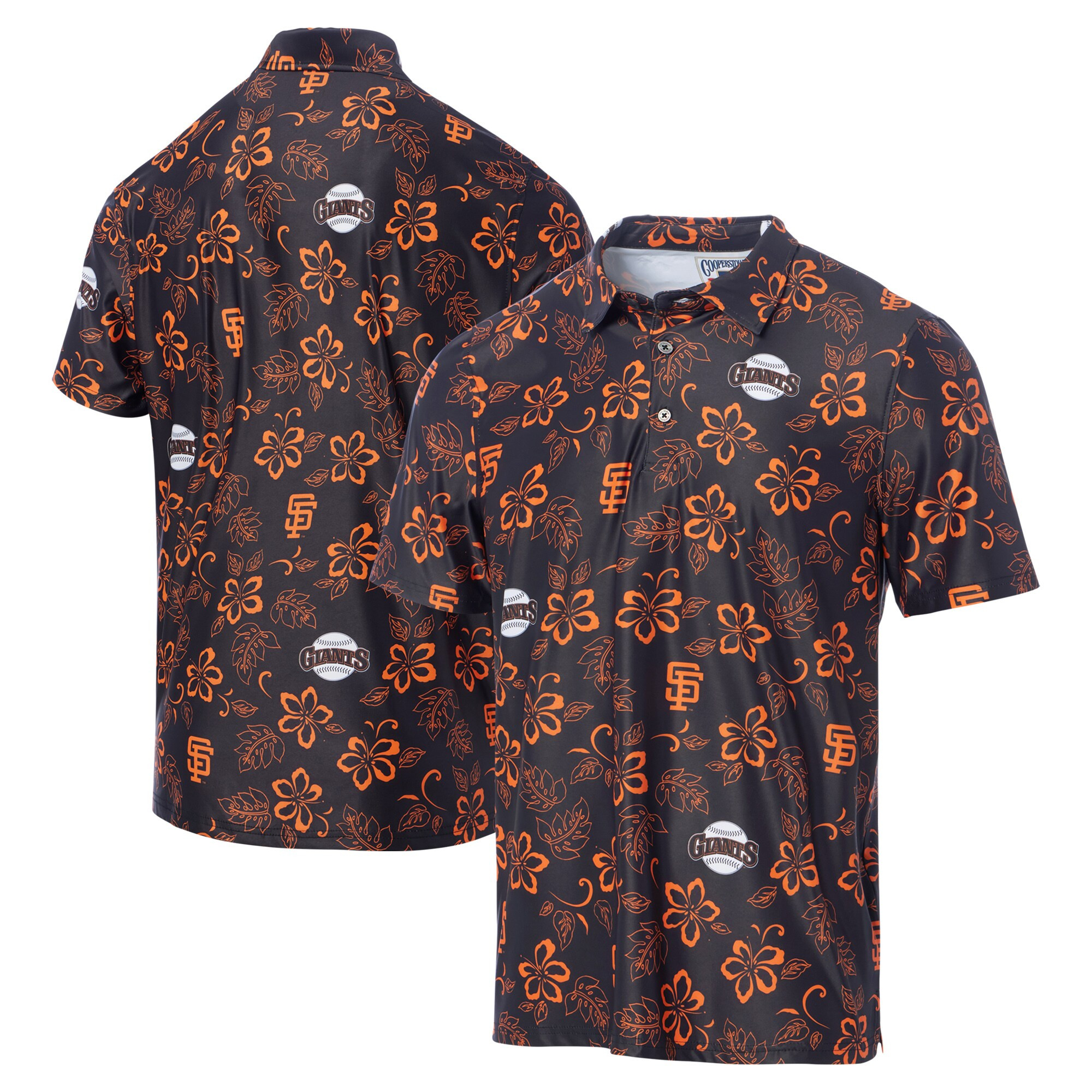 Mens San Francisco Giants Reyn Spooner Black Cooperstown Collection Performance Polo Merch Gift For Big Game Watchers