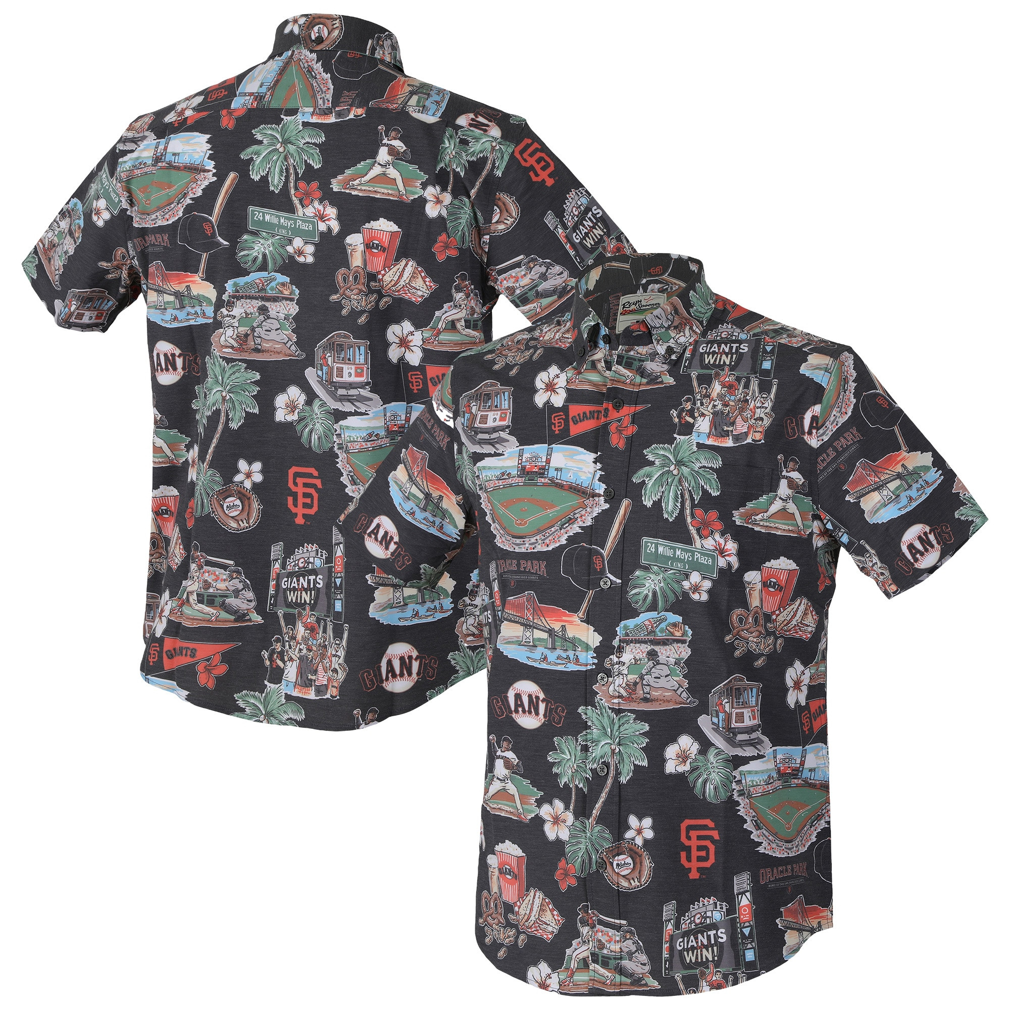 Mens San Francisco Giants Reyn Spooner Black Scenic Triblend Performance Hawaiian Shirt Merch Gift For True Fanatics