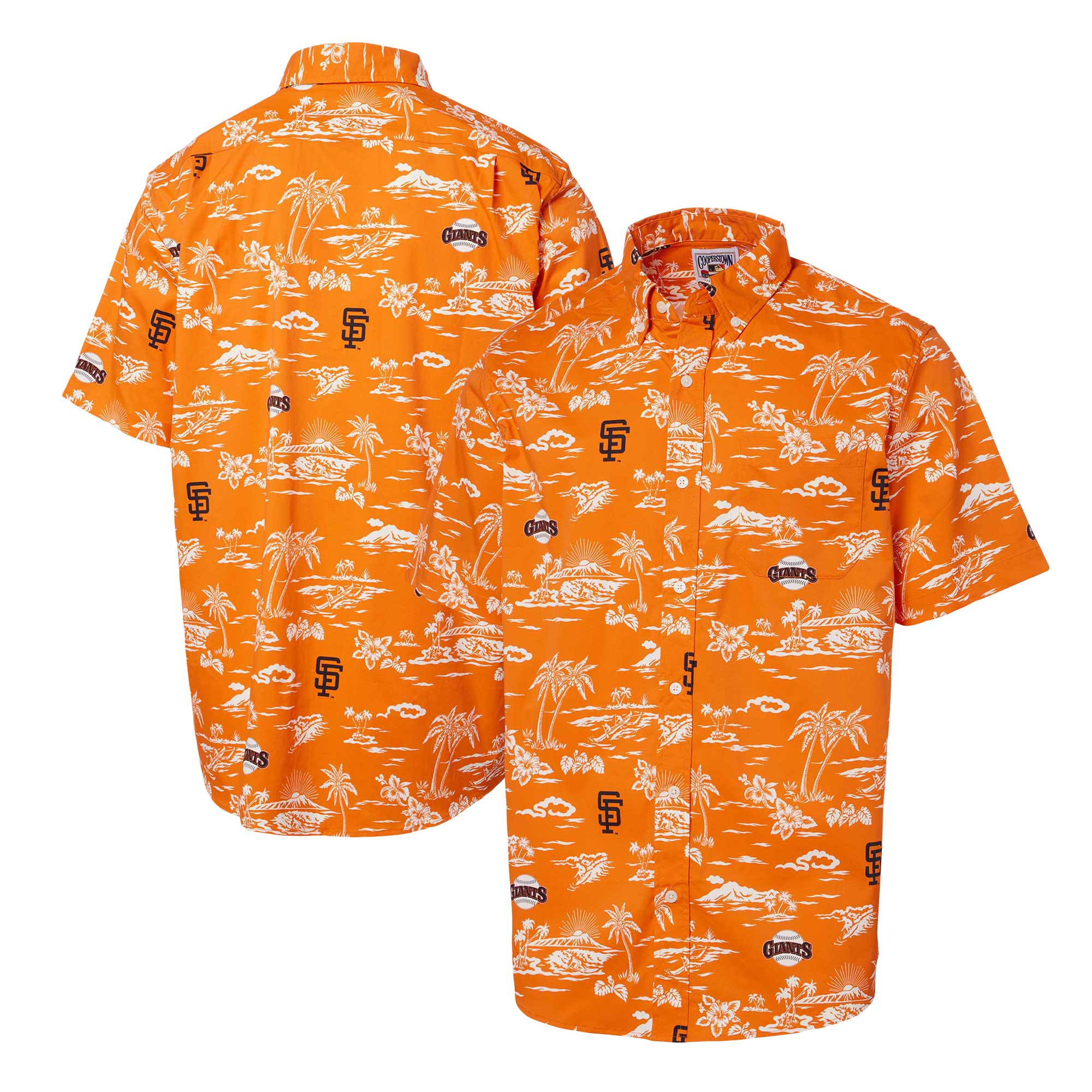 Mens San Francisco Giants Reyn Spooner Orange Cooperstown Collection Kekai Hawaiian Shirt Merch Gift For Scenic Shirt Collectors