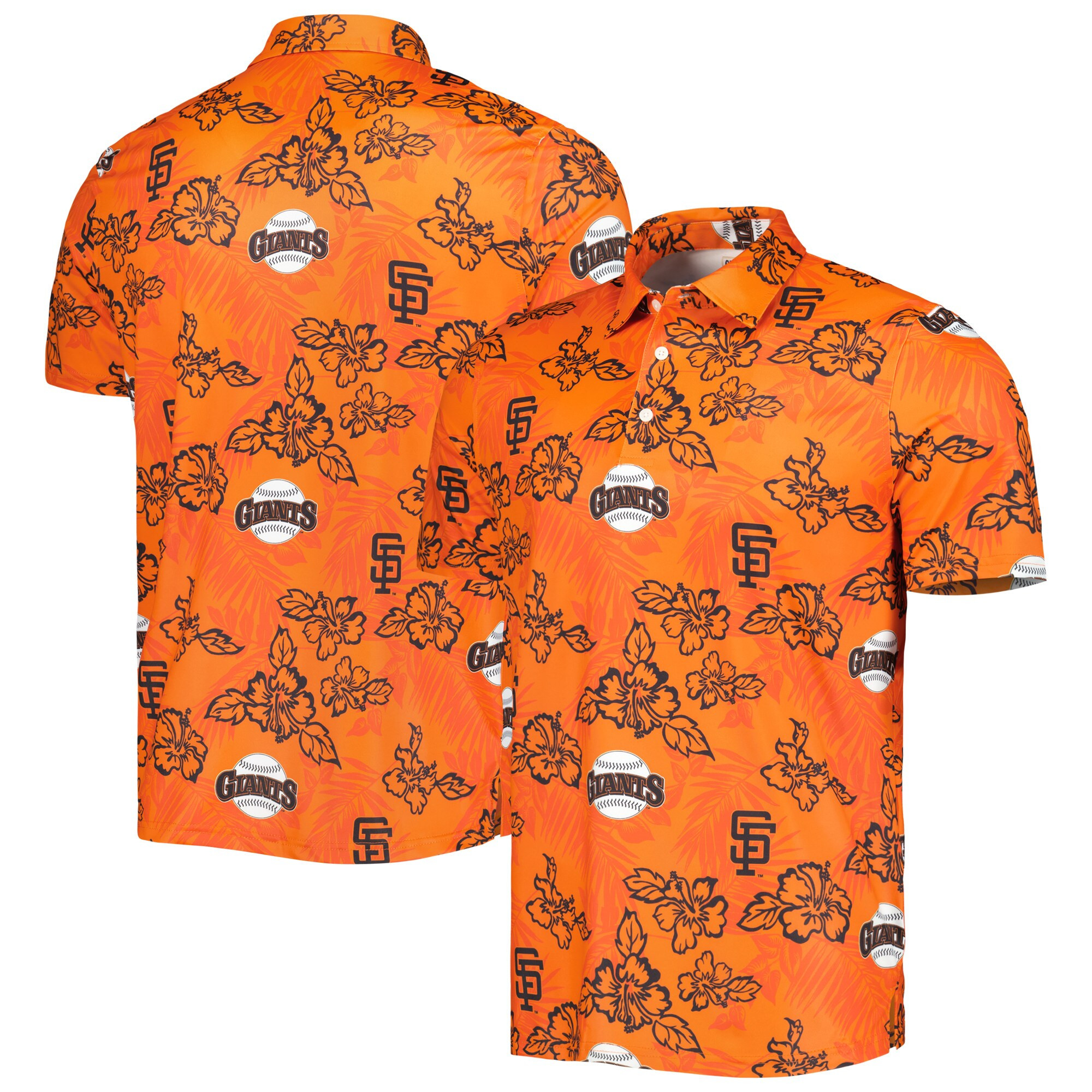 Mens San Francisco Giants Reyn Spooner Orange Cooperstown Collection Puamana Print Polo Merch Gift For Every Game Day