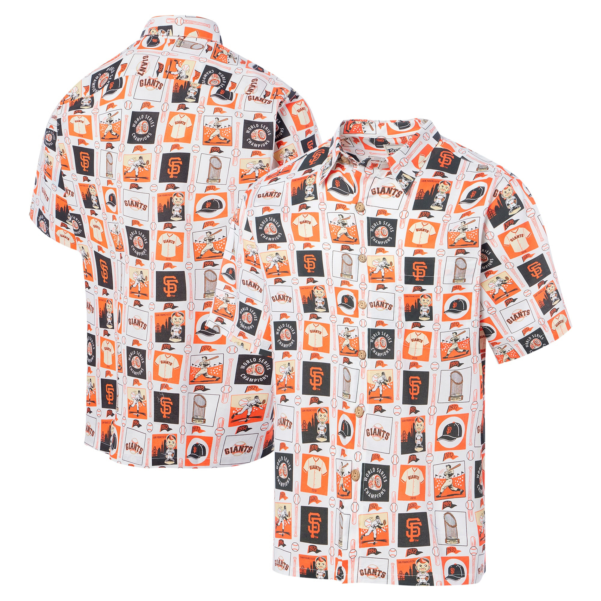 Mens San Francisco Giants Reyn Spooner White Champions Scenic Hawaiian Shirt Merch Gift For Husband
