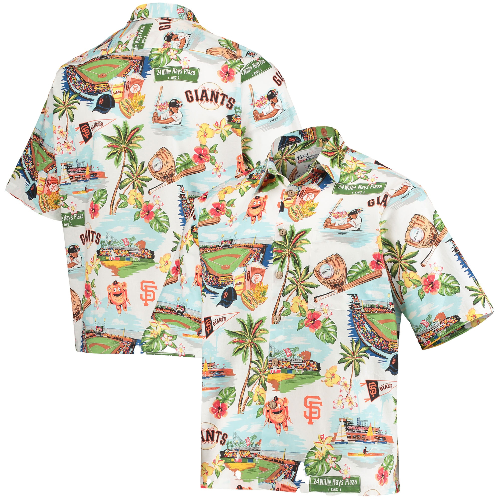 Mens San Francisco Giants Reyn Spooner White Scenic Hawaiian Shirt Merch Gift For Grandpa