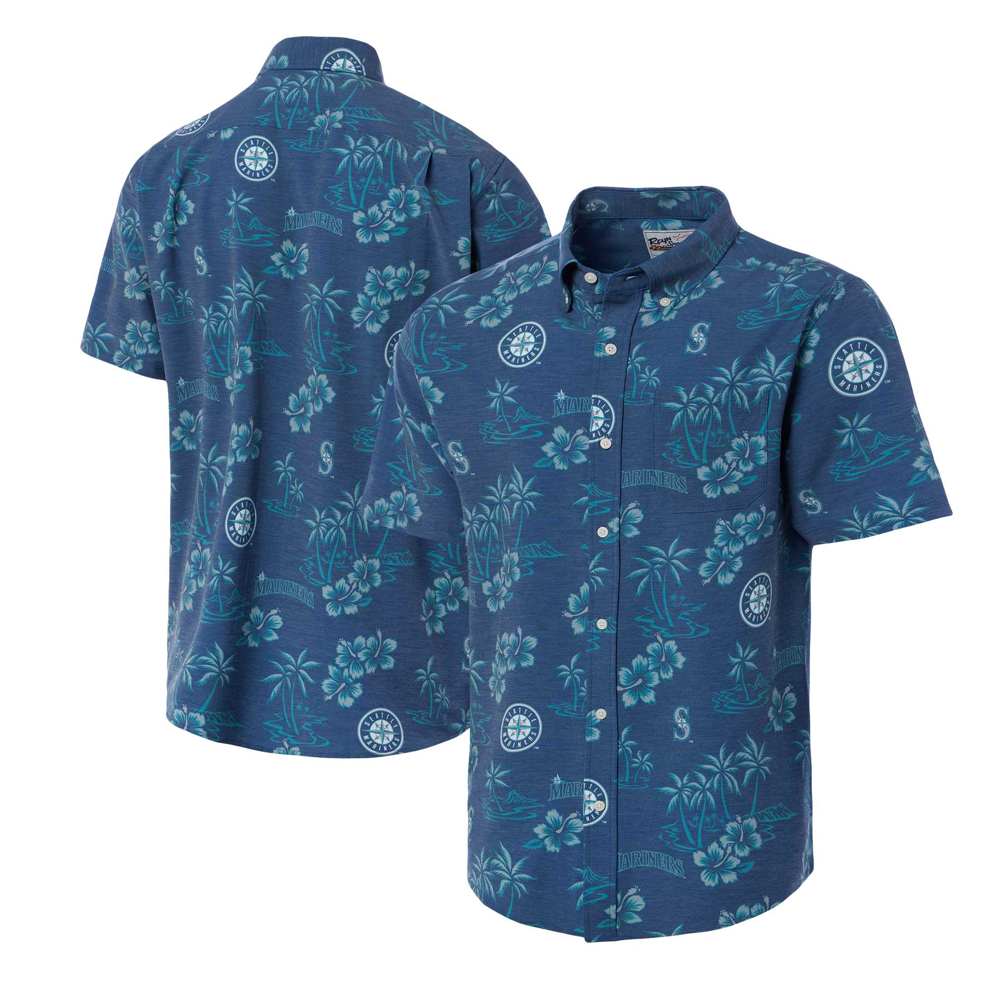 Mens Seattle Mariners Reyn Spooner Navy Kekai Hawaiian Shirt Merch Gift For Father's Day