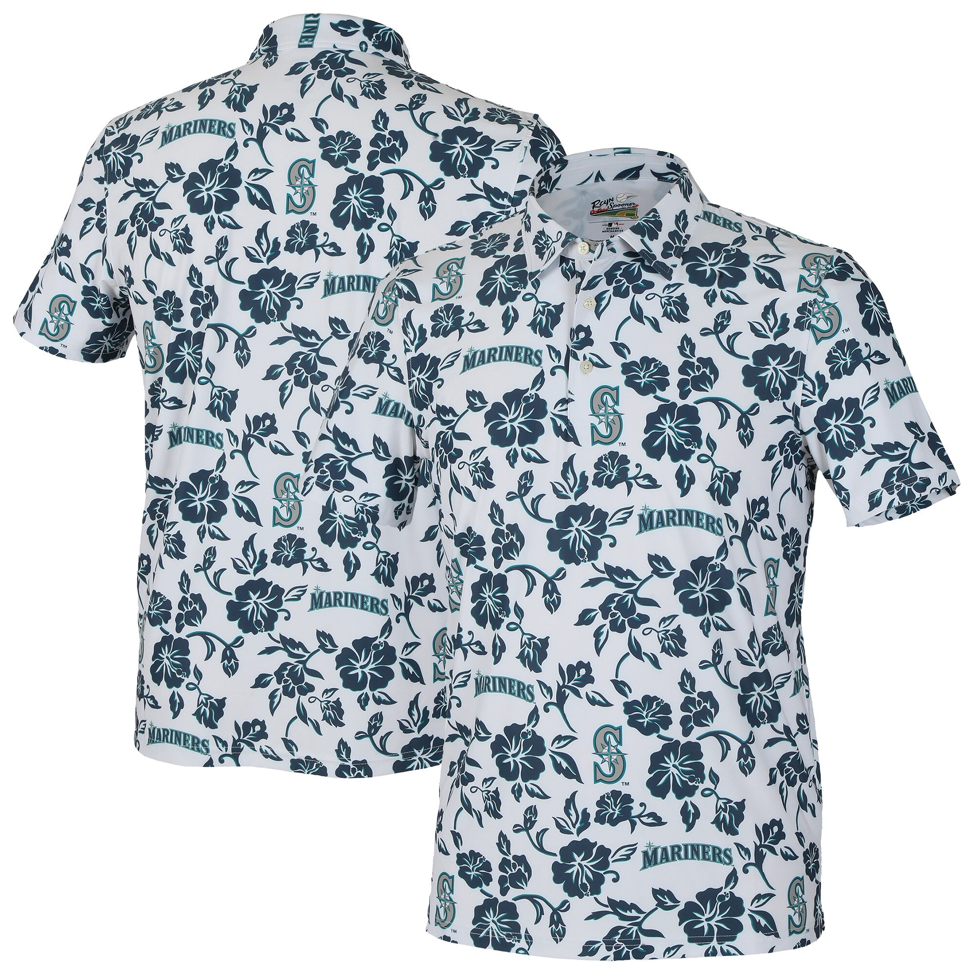 Mens Seattle Mariners Reyn Spooner White Pua Performance Polo Merch Gift For Guys Who Love Sports