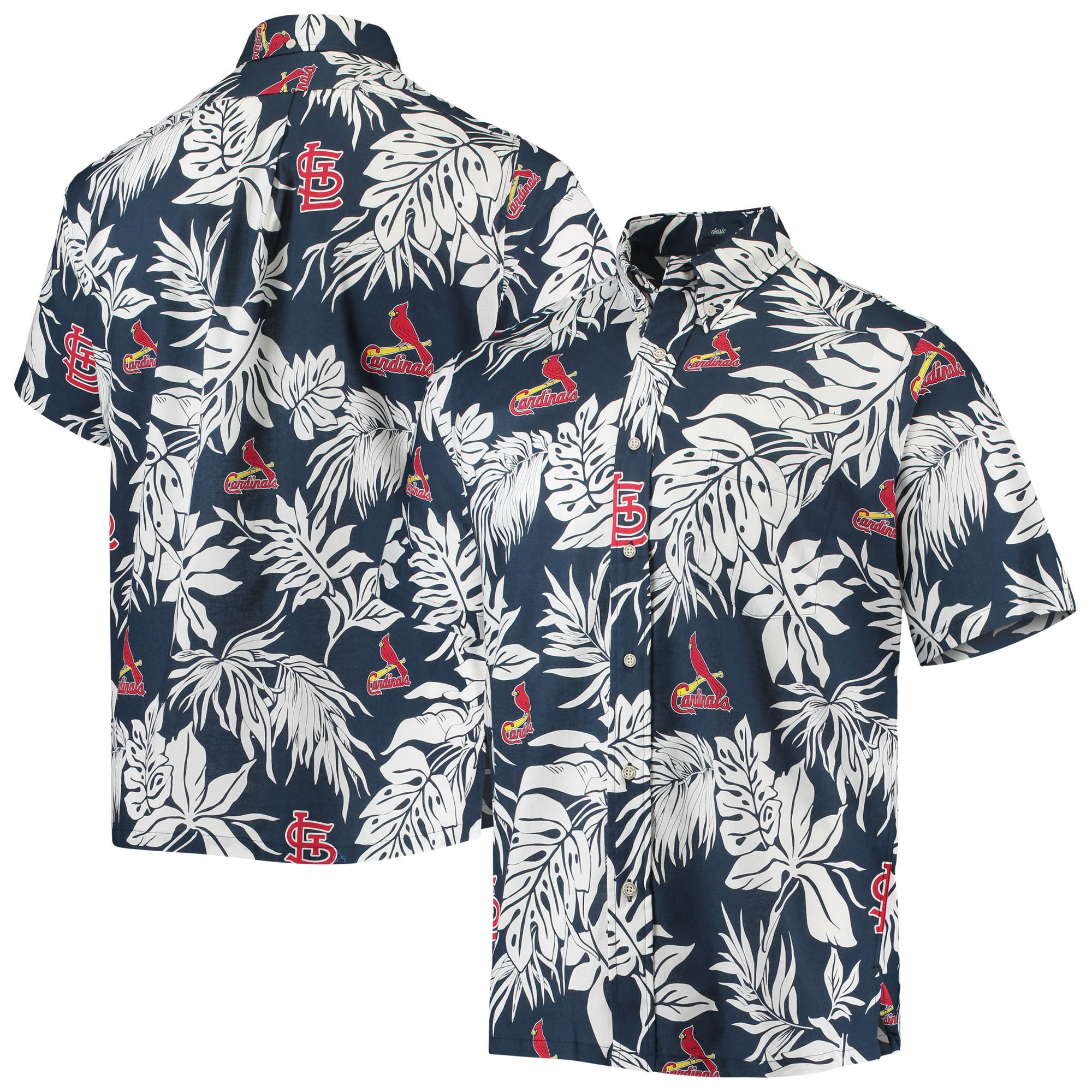 Mens St Louis Cardinals Reyn Spooner Navy Aloha Hawaiian Shirt Merch Gift For Guys Who Love Sports