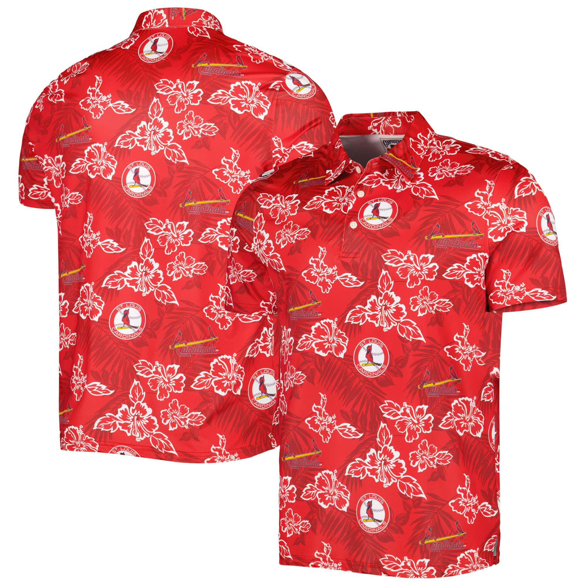 Mens St Louis Cardinals Reyn Spooner Red Cooperstown Collection Puamana Print Polo Merch Gift For Summer Days
