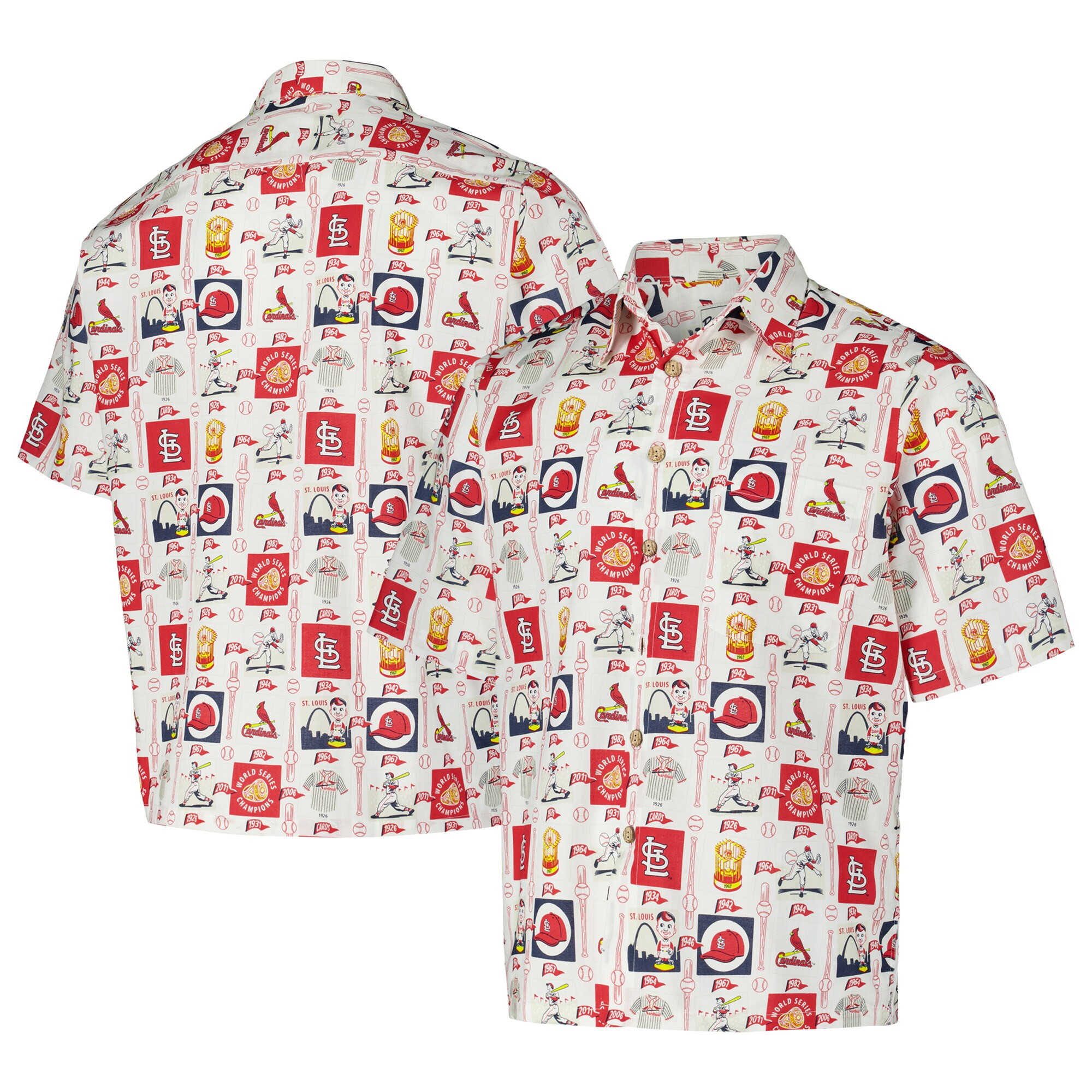 Mens St Louis Cardinals Reyn Spooner White Champions Scenic Hawaiian Shirt Merch Gift For Island Mood