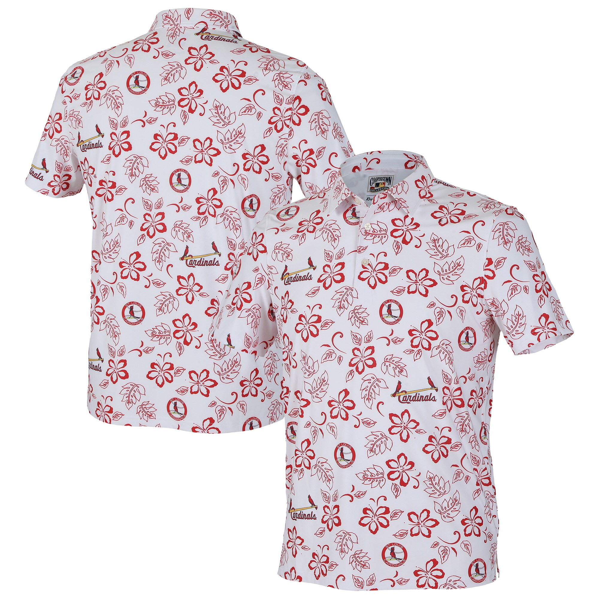 Mens St Louis Cardinals Reyn Spooner White Cooperstown Collection Performance Polo Merch Gift For Loud Fans