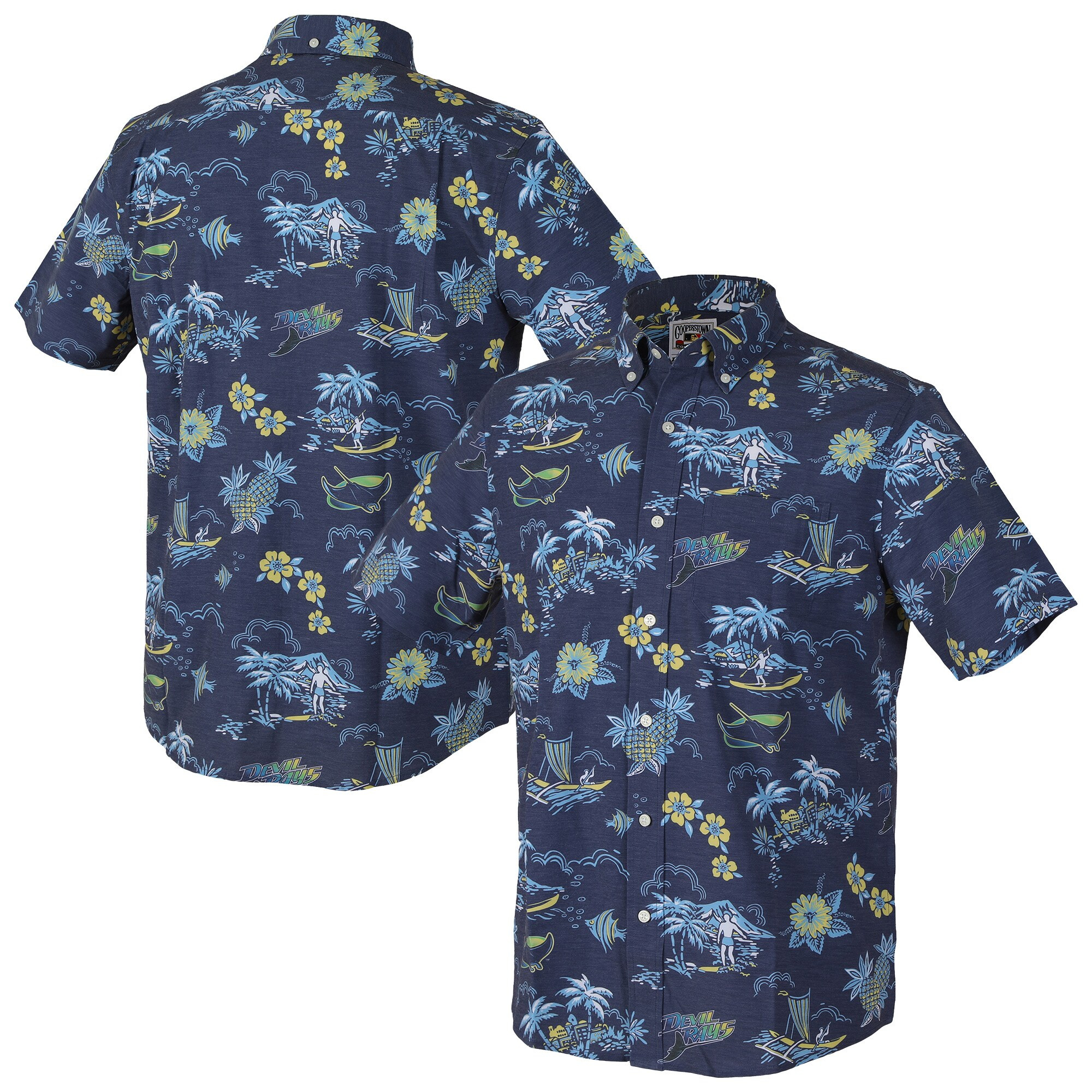 Mens Tampa Bay Rays Reyn Spooner Dark Blue Kekai MLB Hawaiian Shirt Merch Gift
