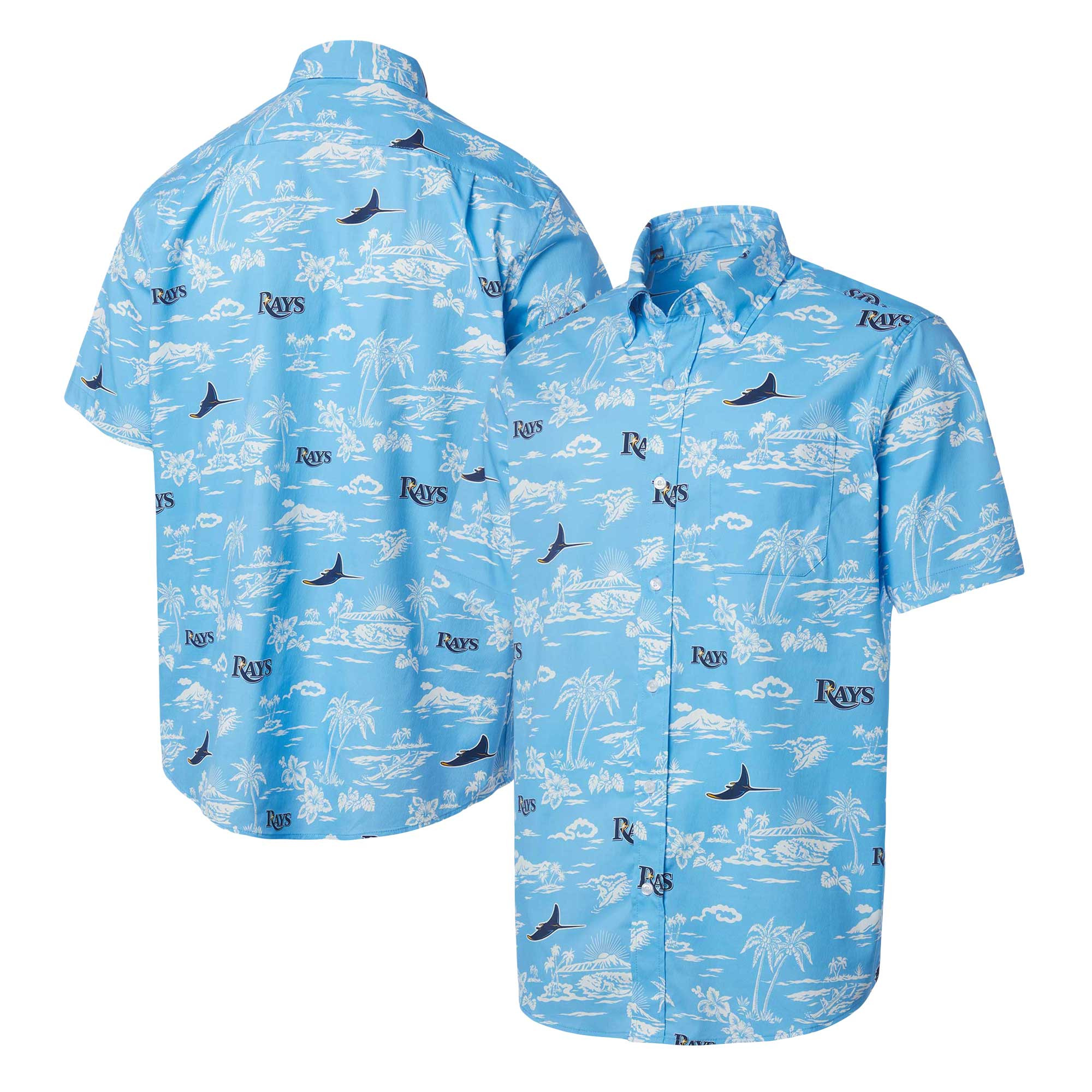 Mens Tampa Bay Rays Reyn Spooner Light Blue Kekai Floral Baseball Shirt Merch Gift
