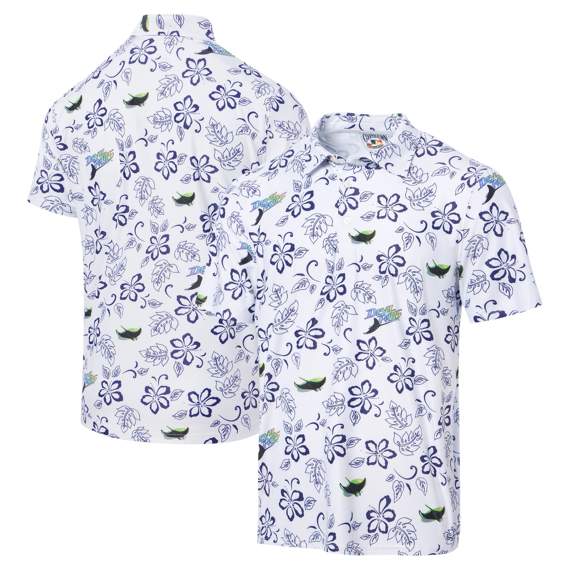 Mens Tampa Bay Rays Reyn Spooner White Cooperstown Collection Performance Polo Shirt Gift For Dad