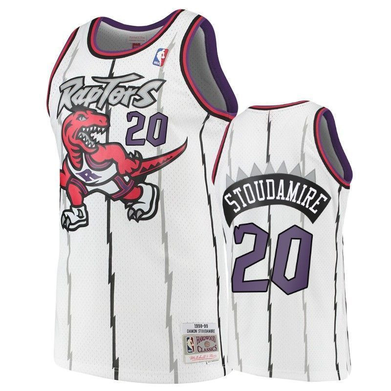 Men's Toronto Raptors 20 Damon Stoudamire White Hardwood Classics Jersey - JS684
