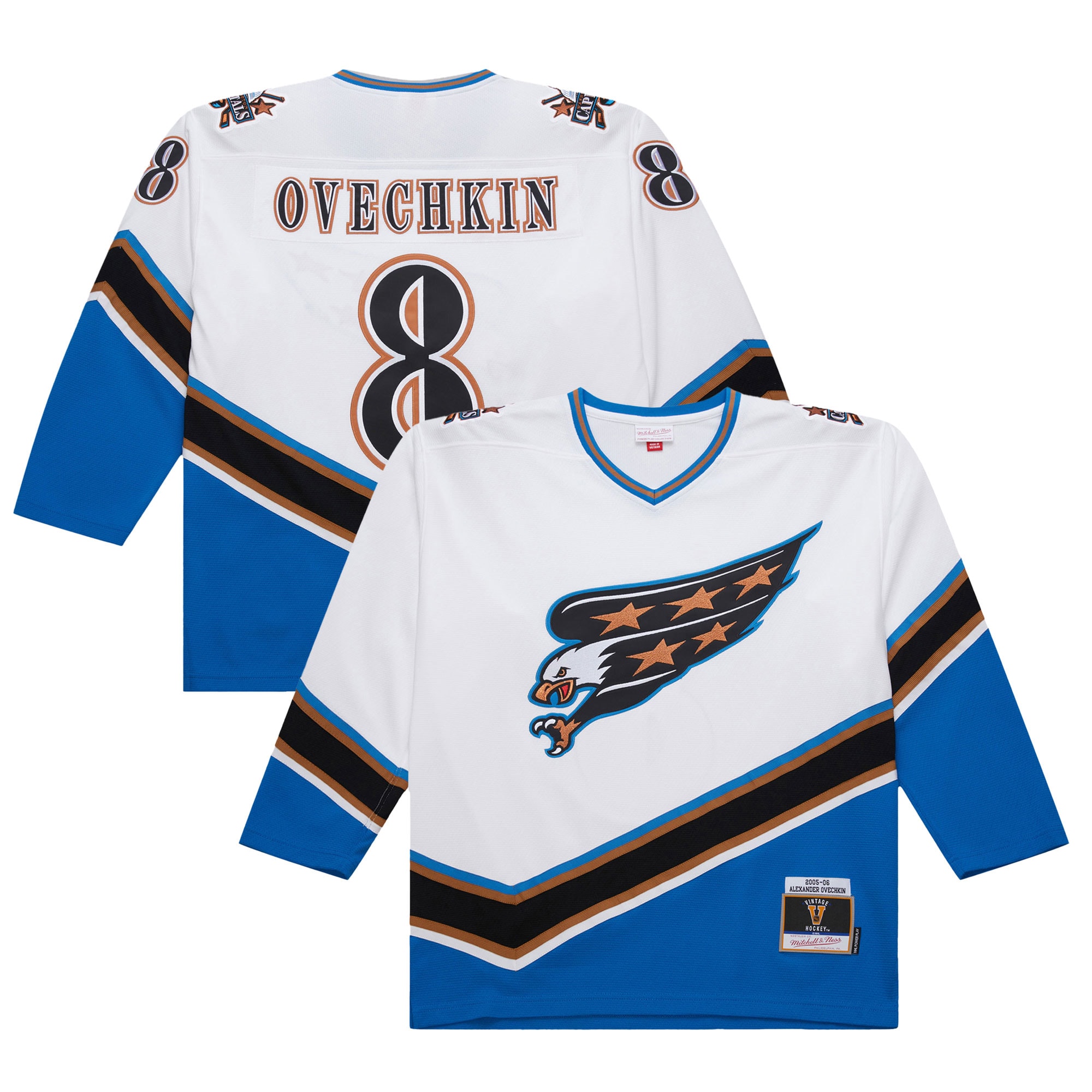 Men's Washington Capitals Alexander Ovechkin White 2005-06 Power Play Jersey - JS616