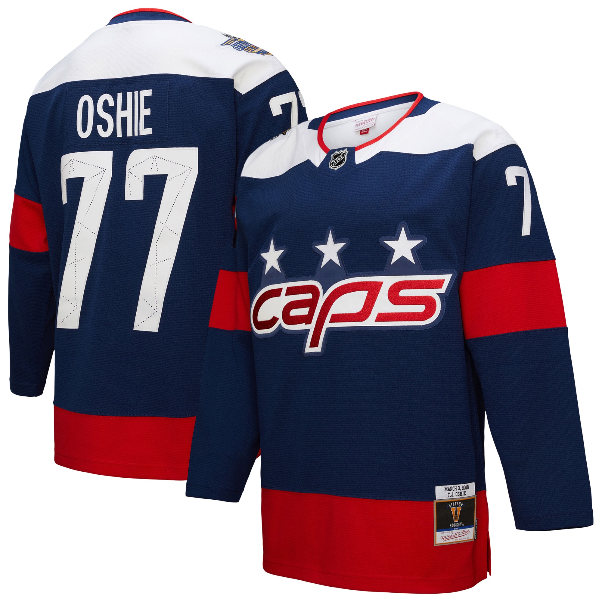 Men's Washington Capitals TJ Oshie Mitchell & Ness Navy Power Play Jersey - JS881