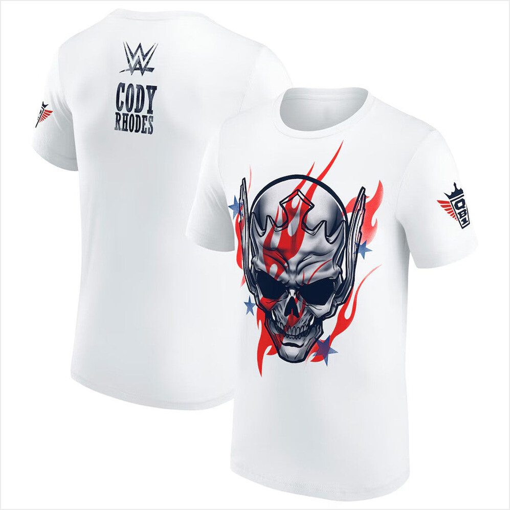 Mens White Cody Rhodes Stars And Stripes Nightmare T-Shirt Cody Rhodes Merch Him Birthday Gifts