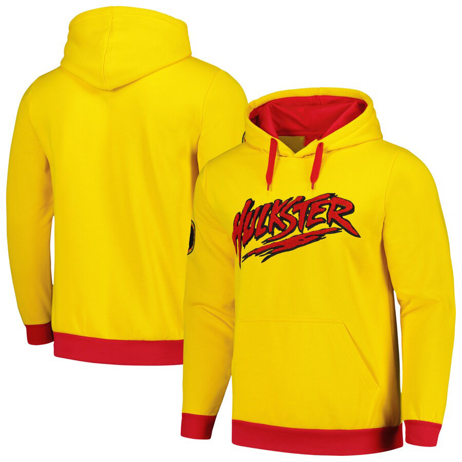 Men's Yellowred Hulk Hogan Chenille Pullover Hoodie RIP Hulk Hogan Merch