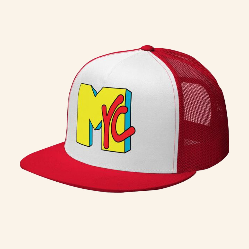 Merch Perch Merch Nyc 80S Printed Flat Bill Trucker Hat Snapback Gift Ideas For Boyfriend