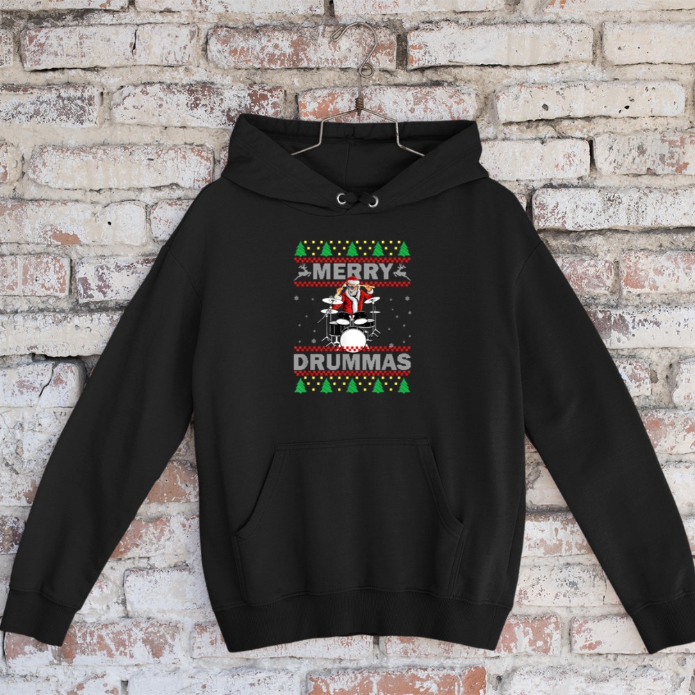 Merry Drummas Santa Drummer Drum Lover Ugly Christmas Hoodie