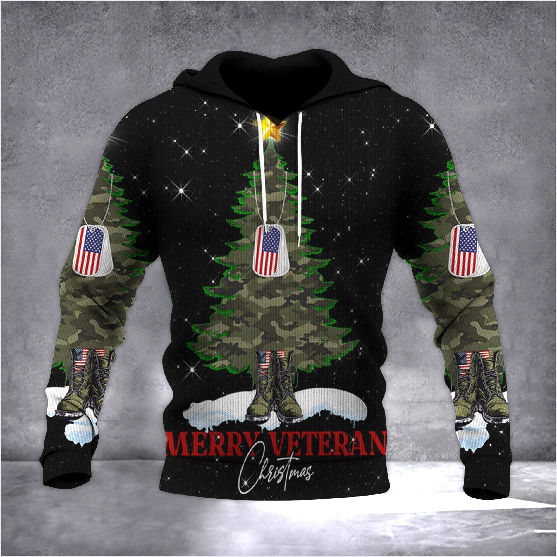 Merry Veteran Christmas Sweater Hoodie Great Xmas Birthday Gift Ideas For Veterans 2024