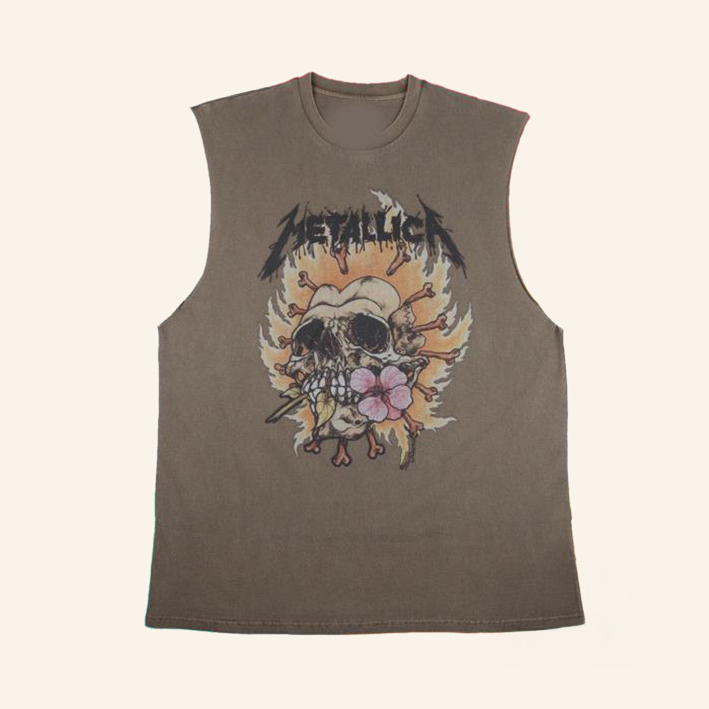 Metallica Merch Burning Flower Muscle Tank Birthday Presents For Fans