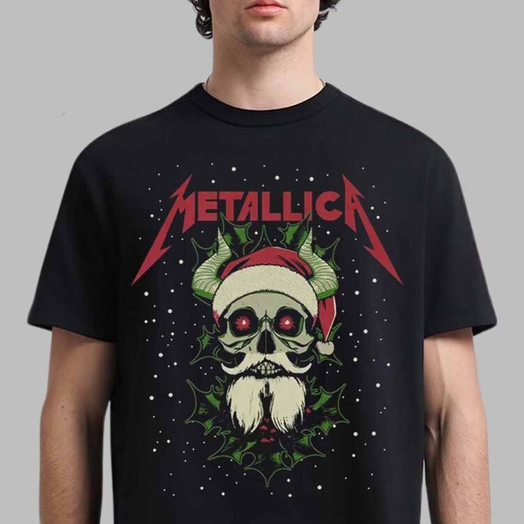 Metallica Santa Horns Holiday 2024 T-Shirt Metallica Merch For Fan Gifts For Christmas