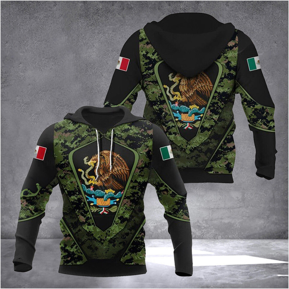 Mexico Coat Of Arms Camouflage Army Hoodie Mexico Flag Coat Of Arms Camo Hoodie Birthday Gifts