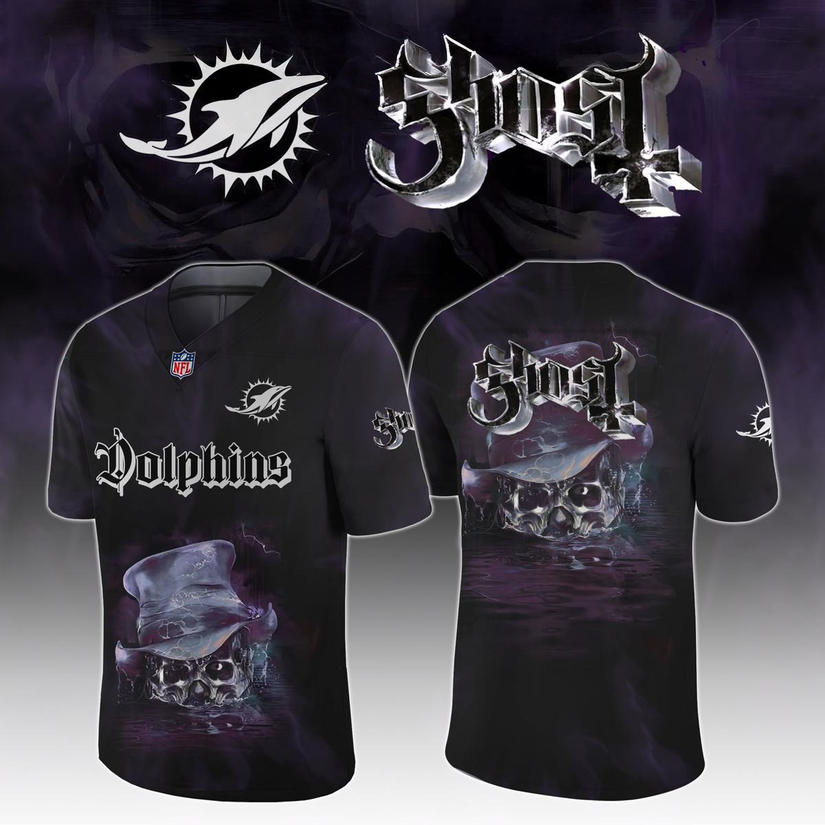 Miami Dolphins Celebration Ghost Skeletour World Tour 2025 Football Jersey Miami Dolphins Merch