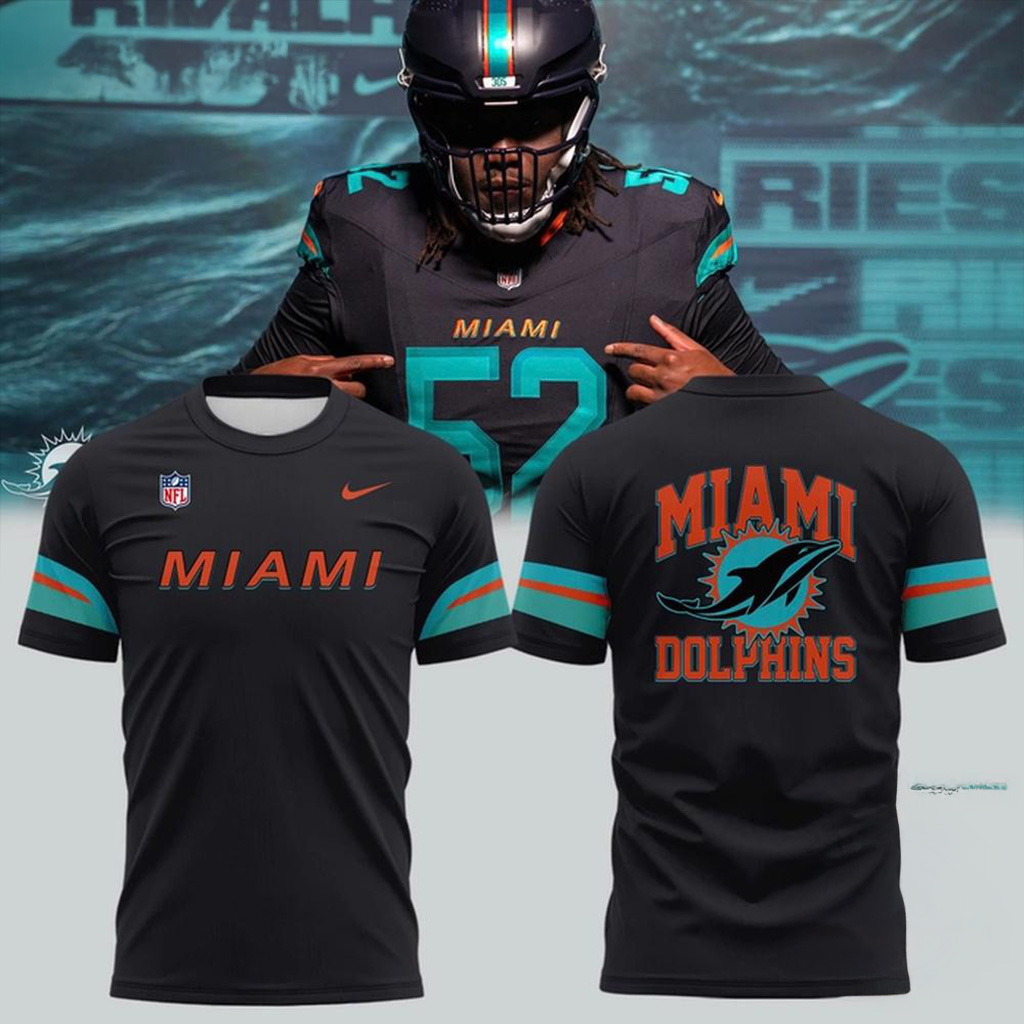 Miami Dolphins Dark Waters Rivalries Uniforms 2025 T-Shirt Miami Dolphins Merchandise