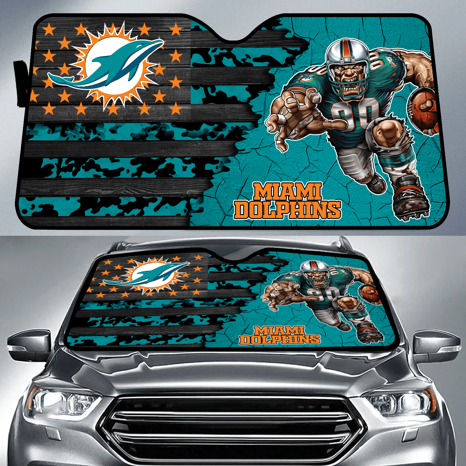 Miami Dolphins X NFL Auto Sun Shade Presents For Football Lovers
