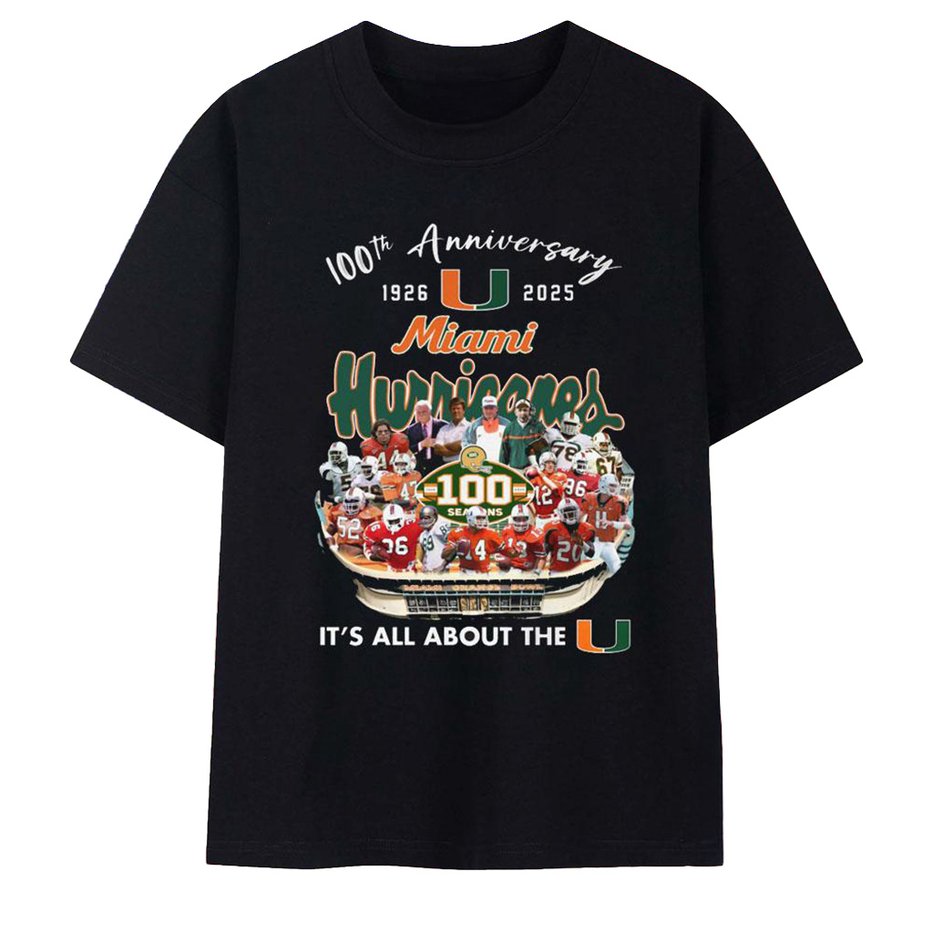 Miami Hurricanes Merch 100Th Anniversary 1926 2025 T-Shirt Presents For Football Fans