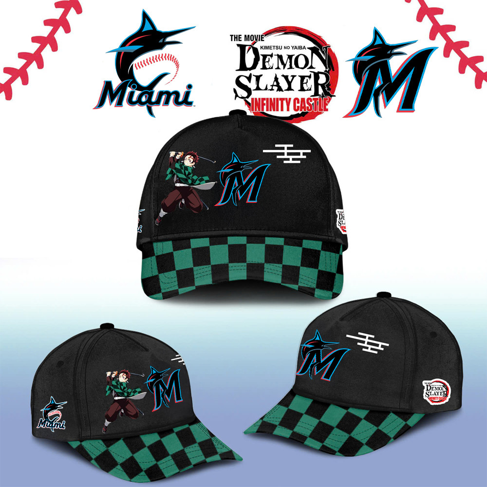 Miami Marlins Demon Slayer Tanjiro Cap 2025 Gift Ideas For Baseball Fans