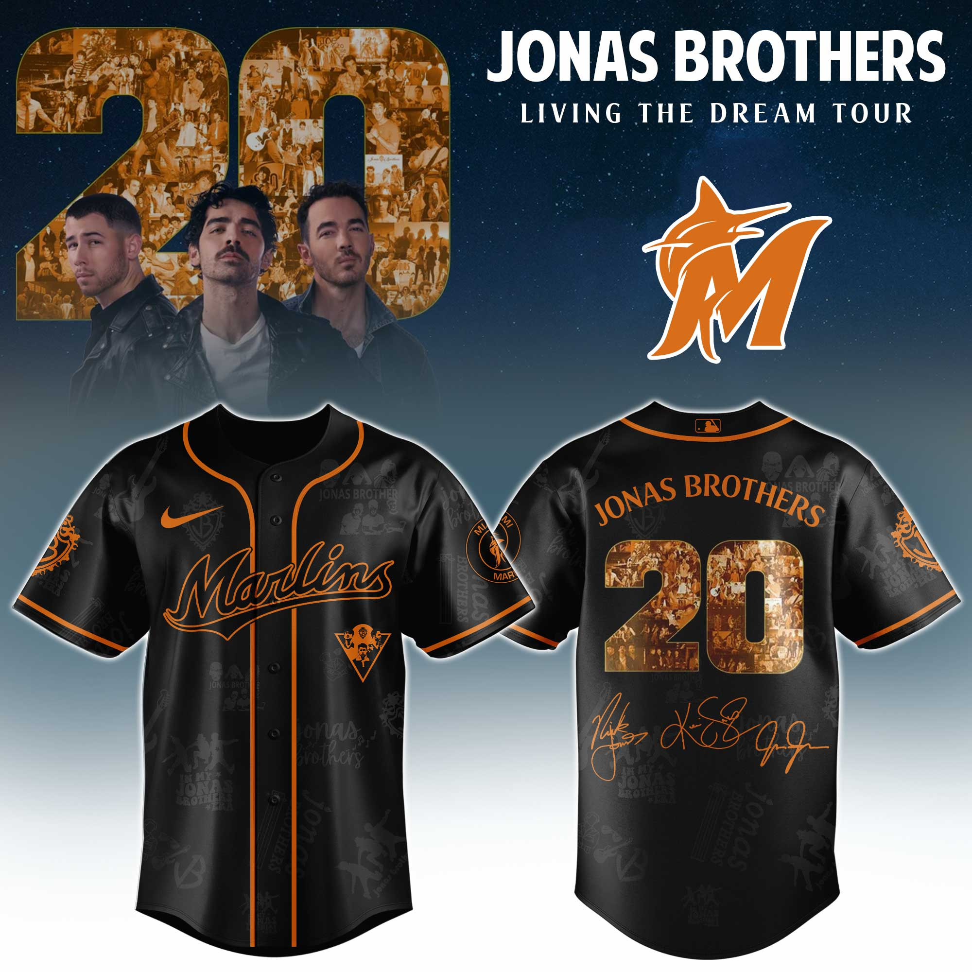Miami Marlins Mlb X Jonas Brothers Tour Personalized Baseball Jersey For Fans