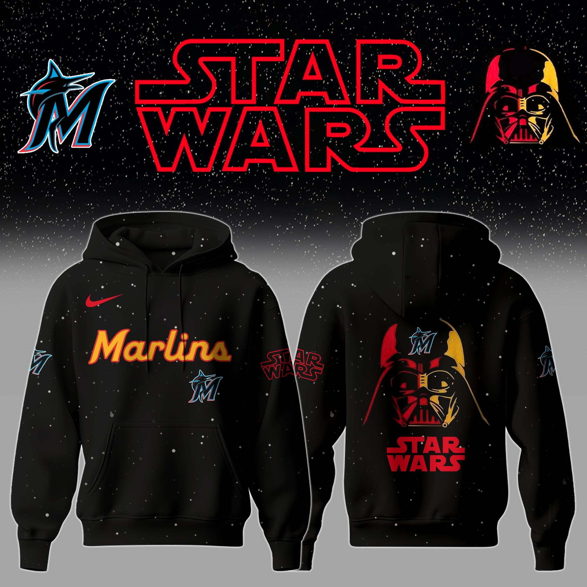 Miami Marlins x Star Wars Night Hoodie Best Gifts For Baseball Fans
