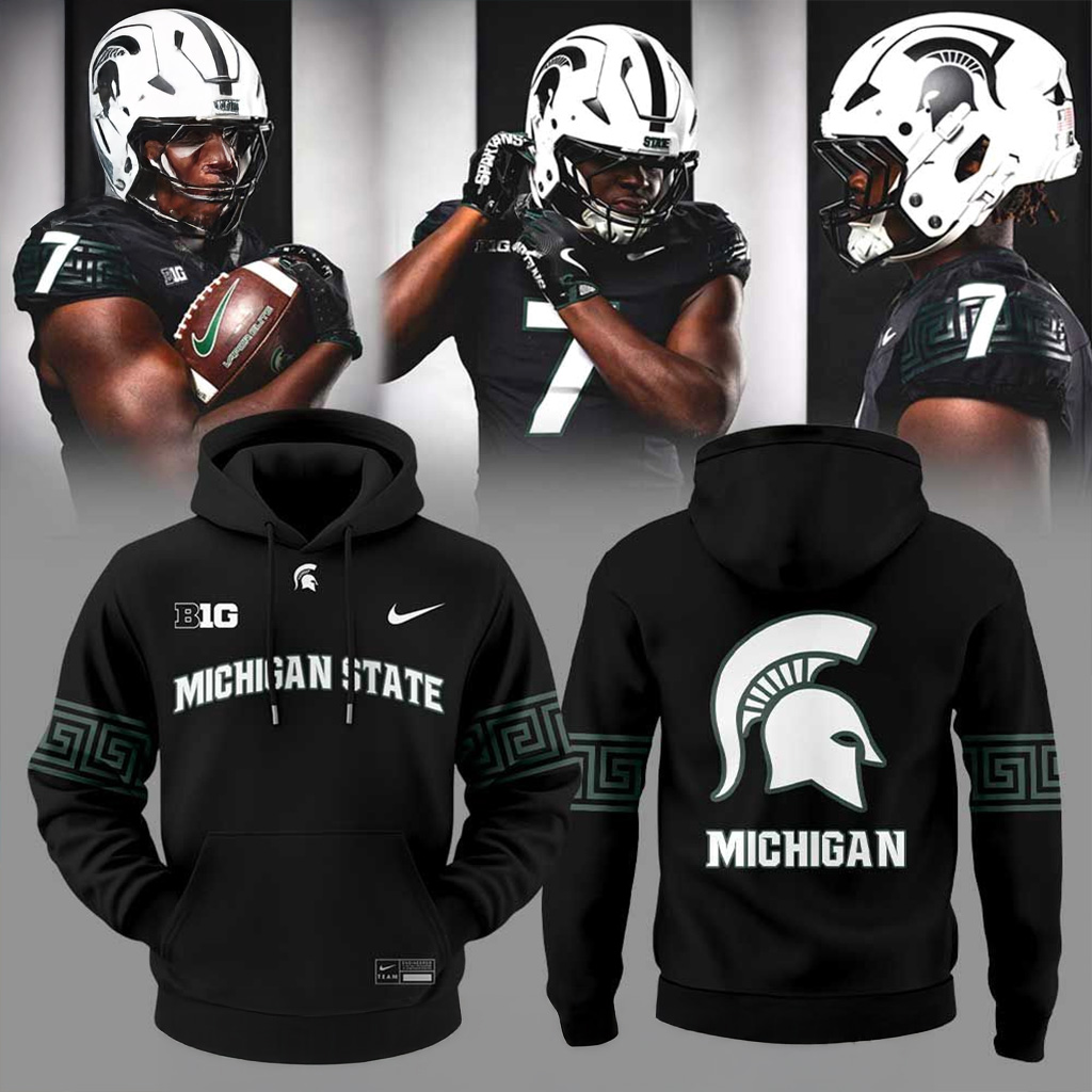 Michigan State Black Spartans Uniform Hoodie Michigan State Spartans Merch Gifts For Fans