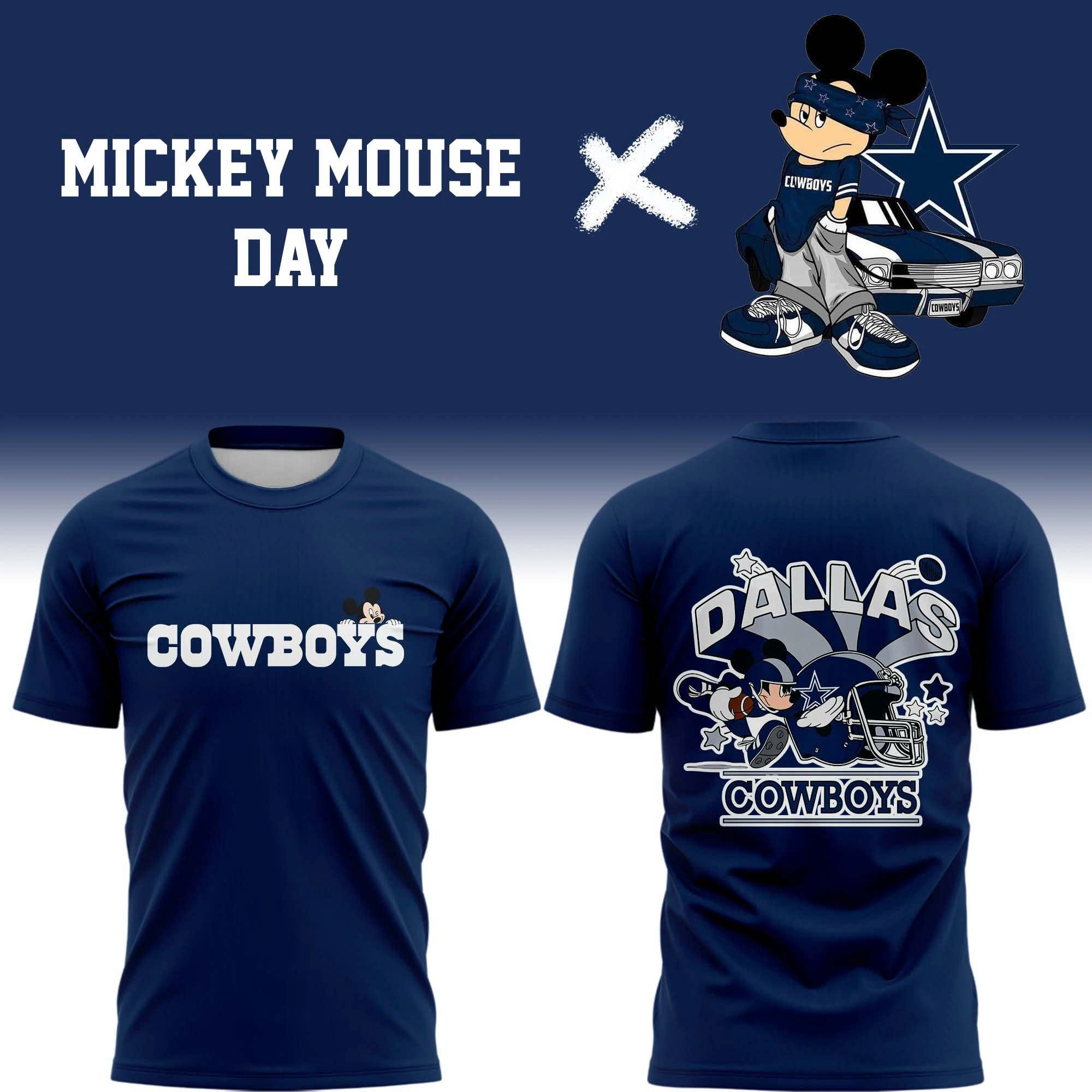 Mickey Mouse Day Cowboys Shirt Navy Unique Gifts For Football Lovers
