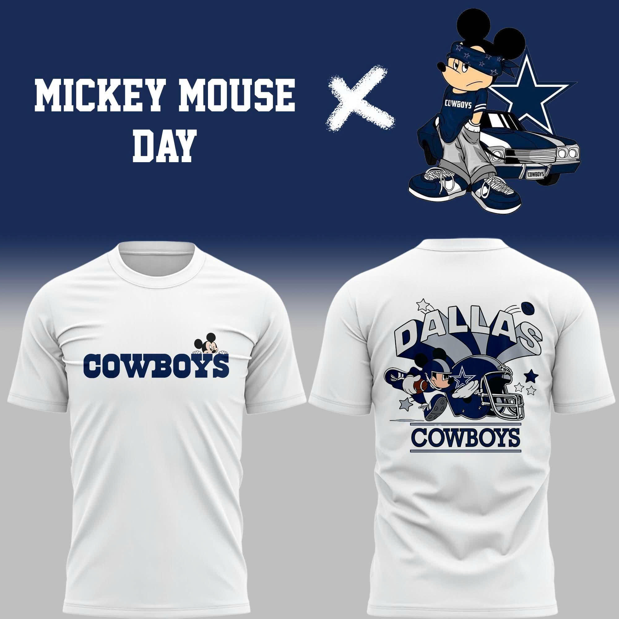 Mickey Mouse Day Cowboys Shirt White Unique Gifts For Football Lovers