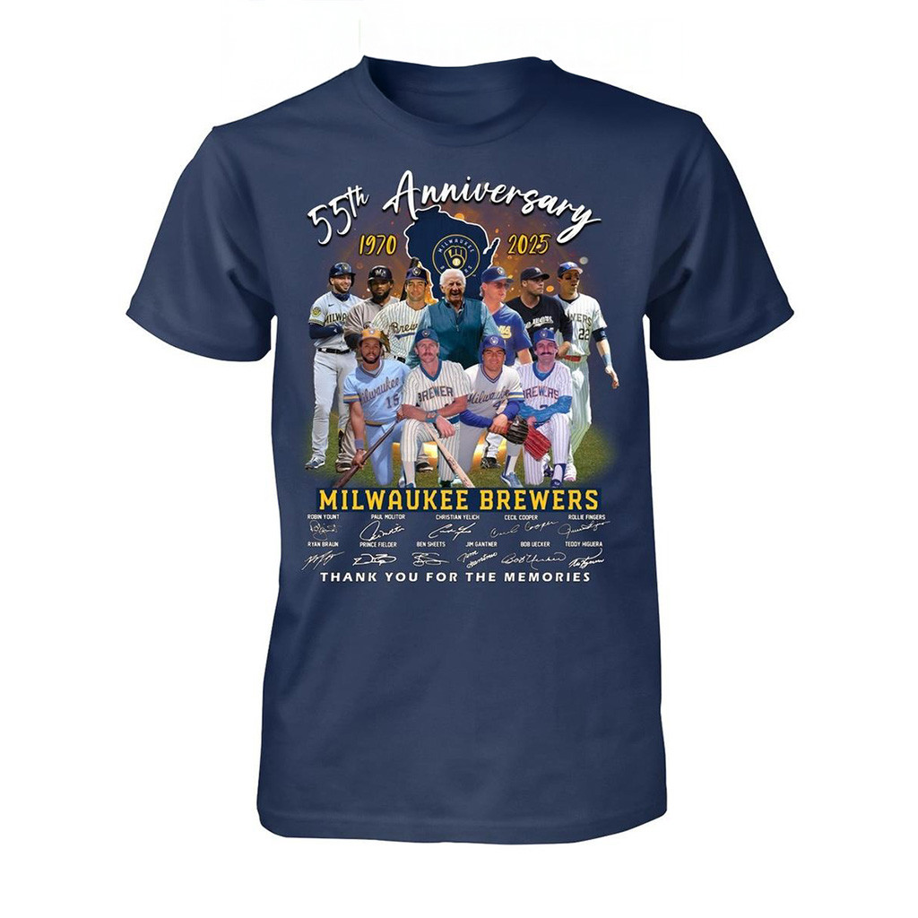 Milwaukee Brewers 55th Anniversary 1970 2025 Memories T-Shirt Milwaukee Brewers Merch
