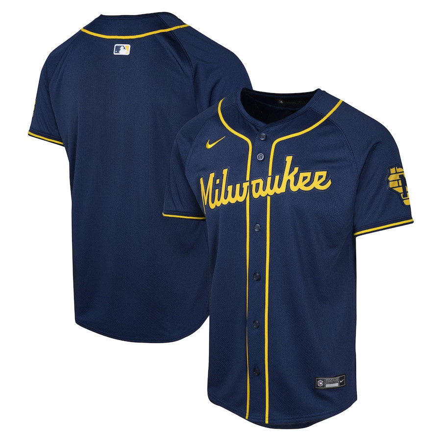 Milwaukee Brewers Alternate Limited YOUTH Jersey - Navy - JS295