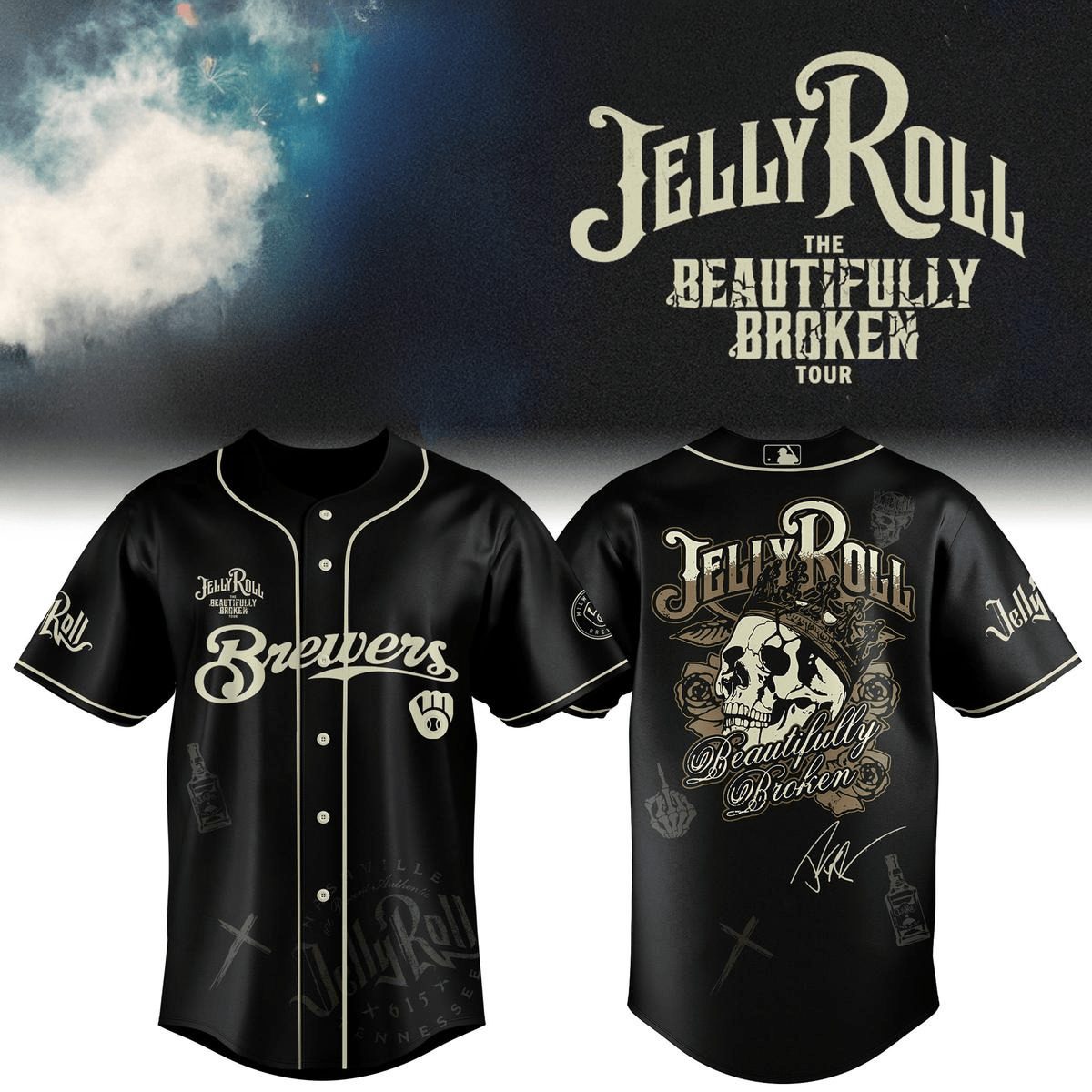 Milwaukee Brewers Collab Jelly Roll 2025 Tour Jersey Brewers Merch Best Gifts For Husband