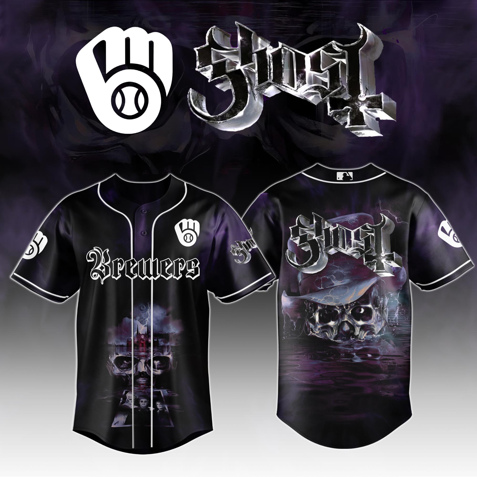 Milwaukee Brewers Mlb X Ghost Skeletour World Tour Baseball Jersey For Fans