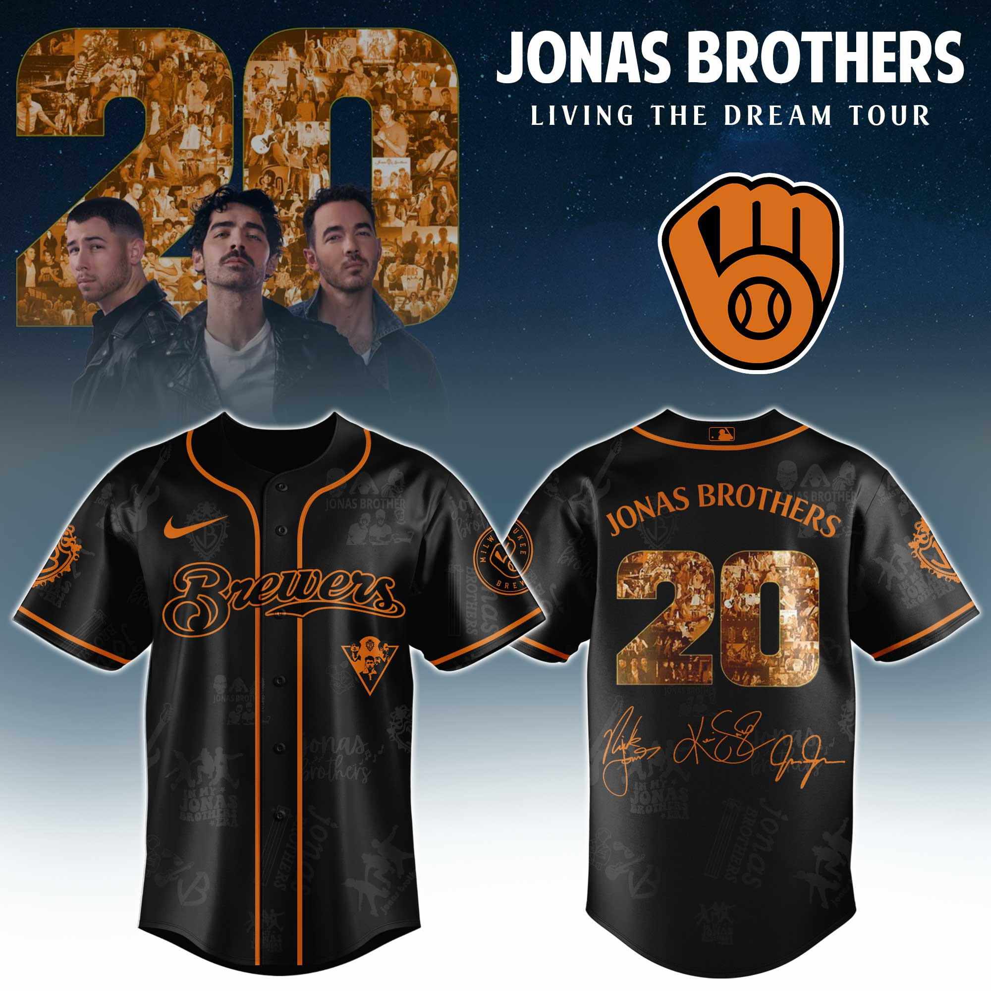 Milwaukee Brewers Mlb X Jonas Brothers Tour Personalized Baseball Jersey For Fans