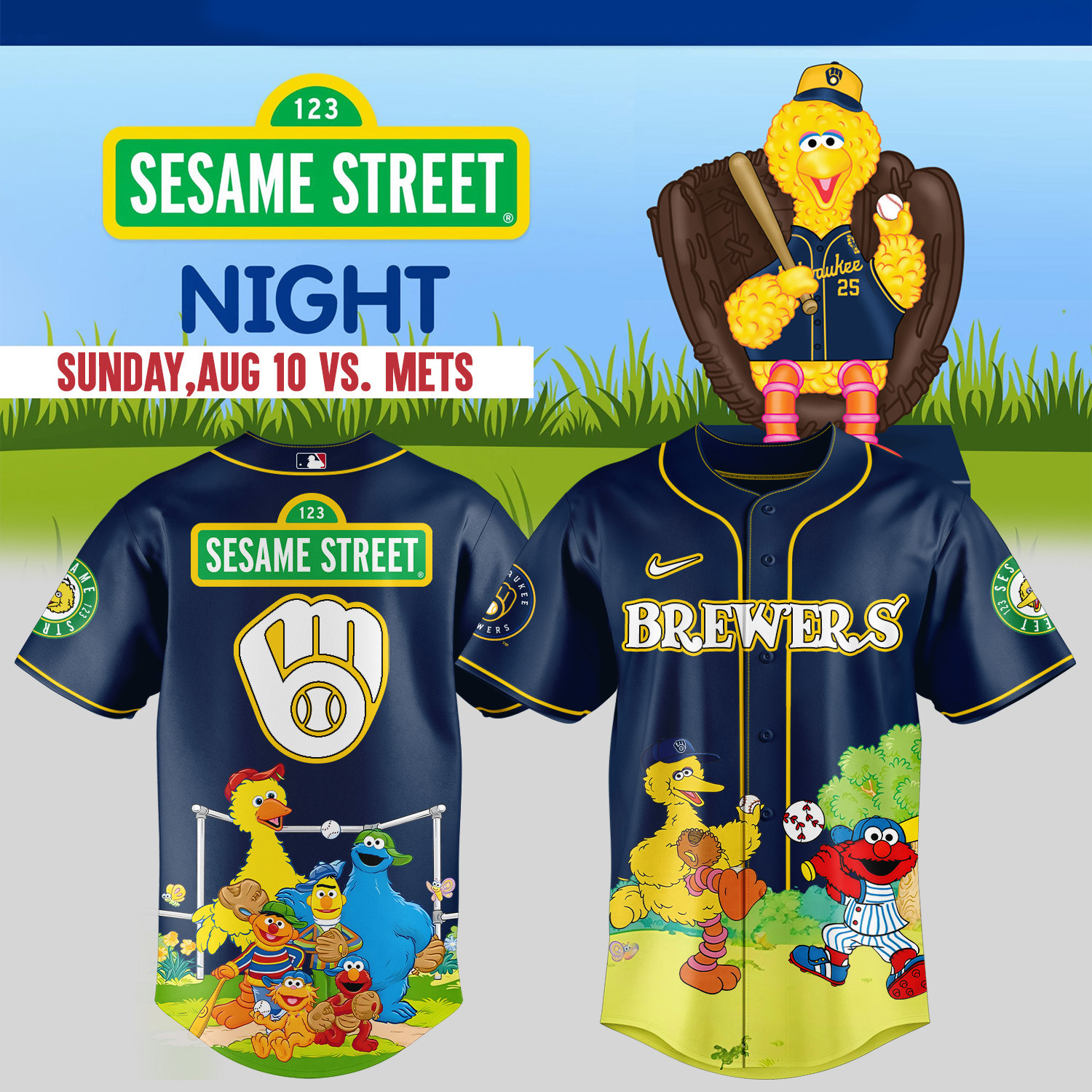 Milwaukee Brewers Sesame Street Night Jersey Gift for Fans