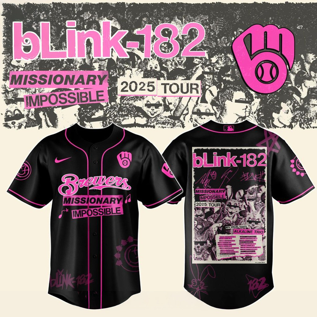 Milwaukee Brewers X Blink 182 Missionary Impossible Tour 2025 Jersey Brewers Merch Wife Gift